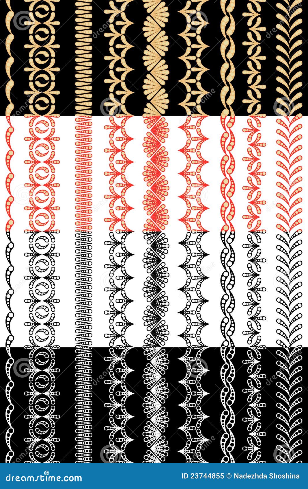 Set of ornamental ribbons stock vector. Illustration of line 23744855