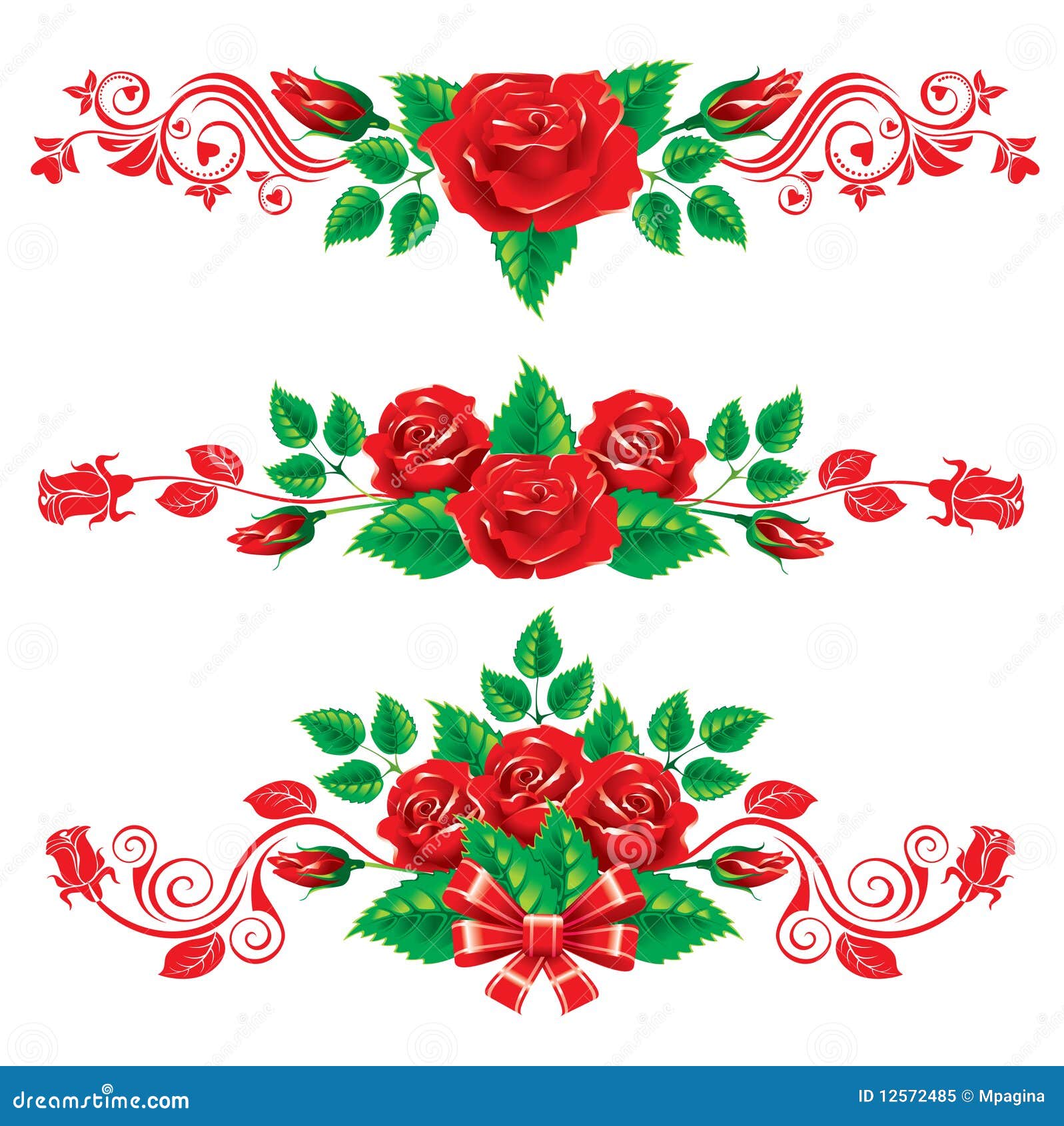 Set of Ornaments with Roses Stock Vector Illustration of painting