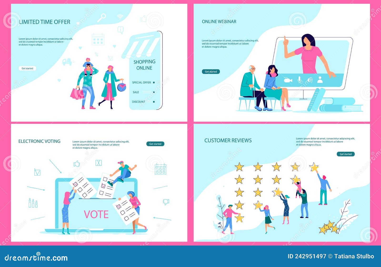 set os landing webpage template of electronic voting, e commerce retail and e learning