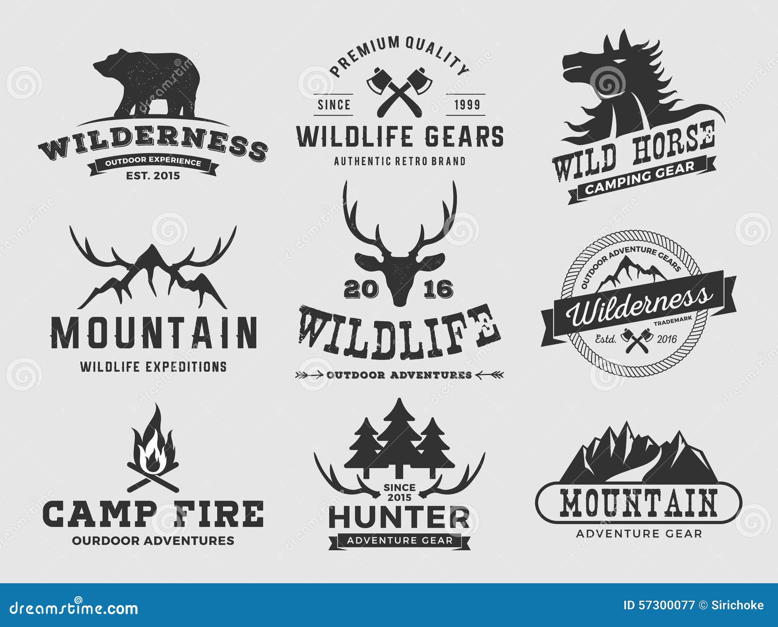 Set Of Outdoor Wilderness Adventure And Mountain Badge 