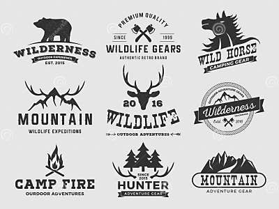 Set of Outdoor Wilderness Adventure and Mountain Badge Logo, Emblem ...