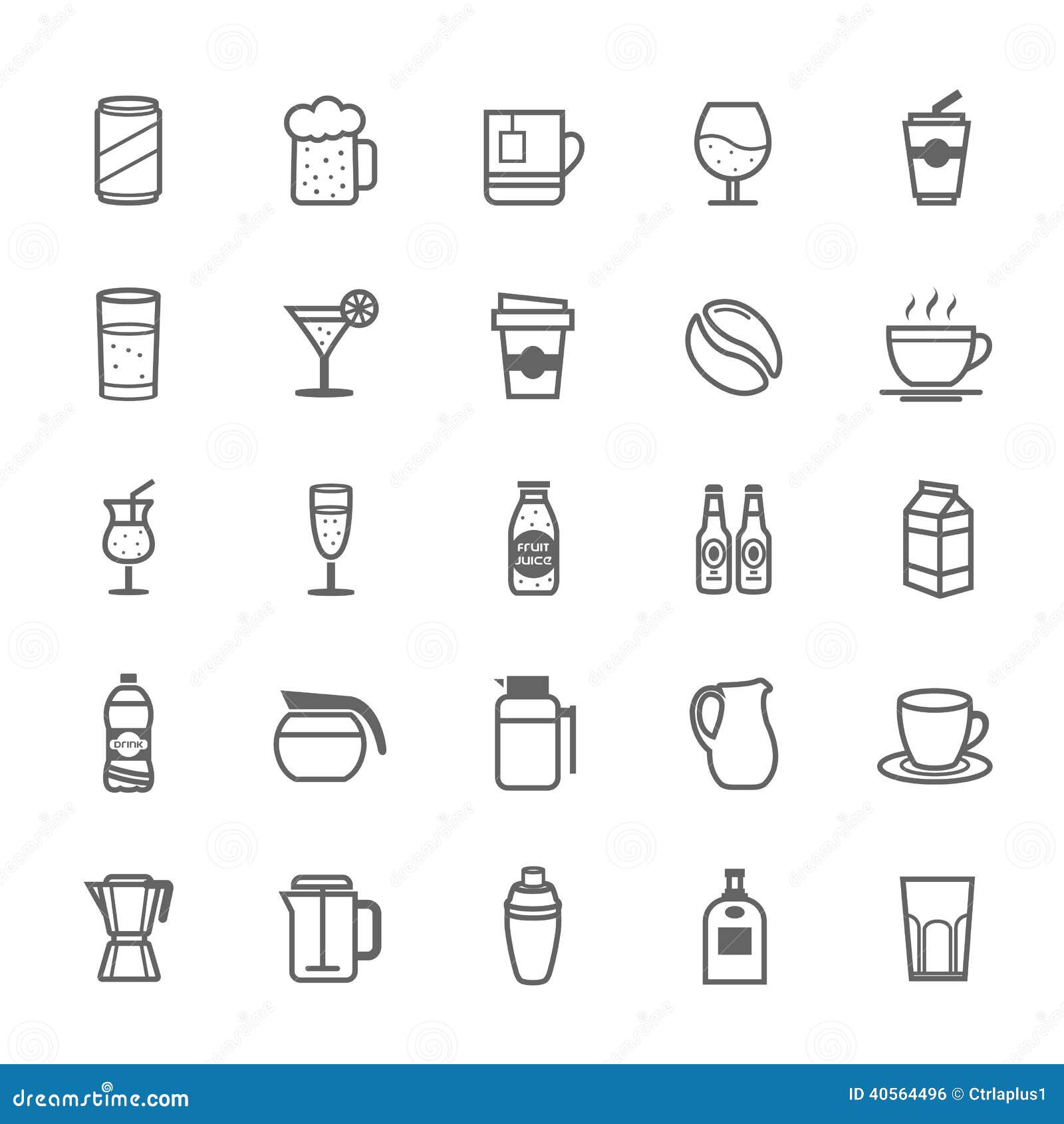set of outline stroke beverage icon
