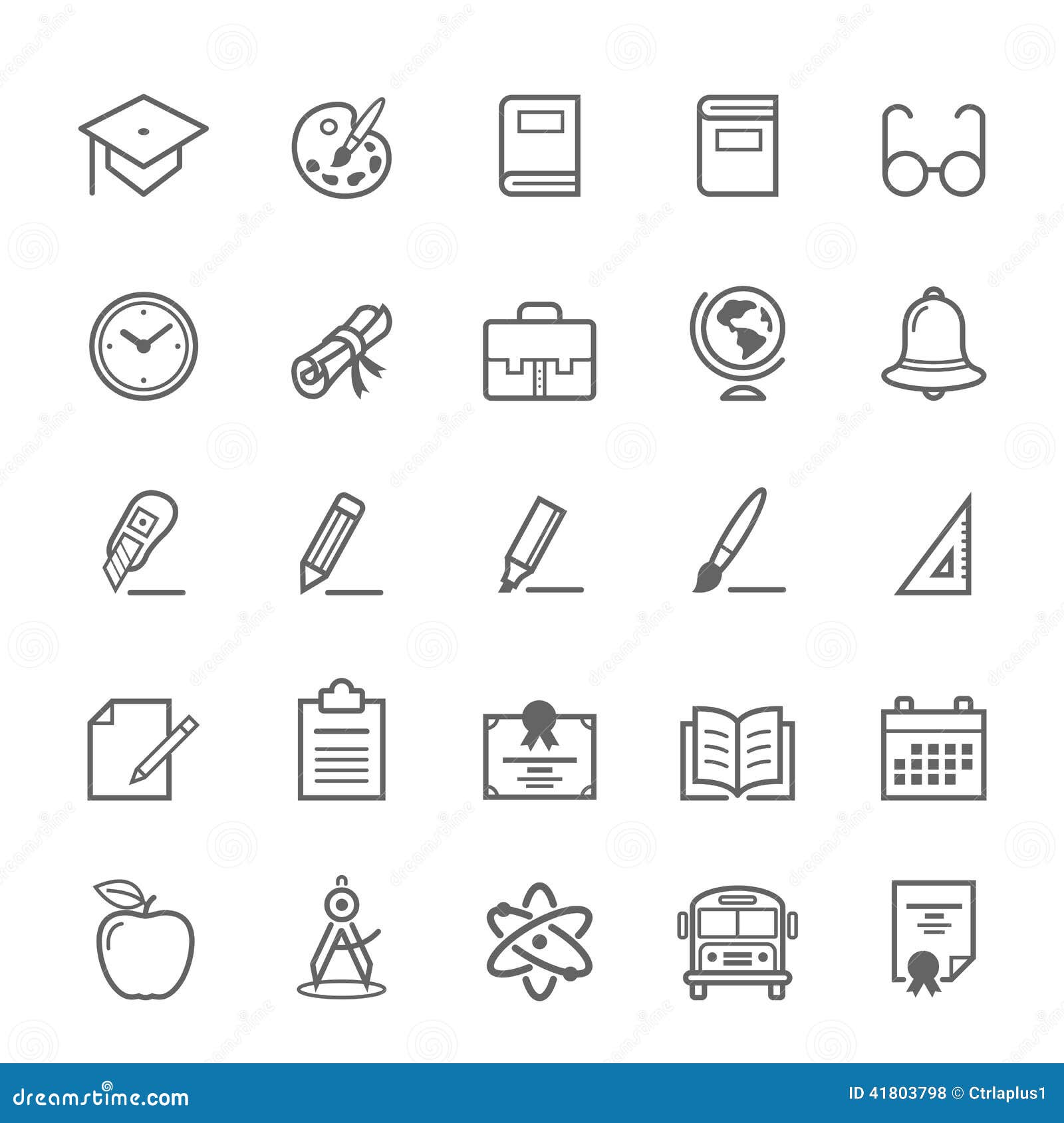 set of outline stroke education icon