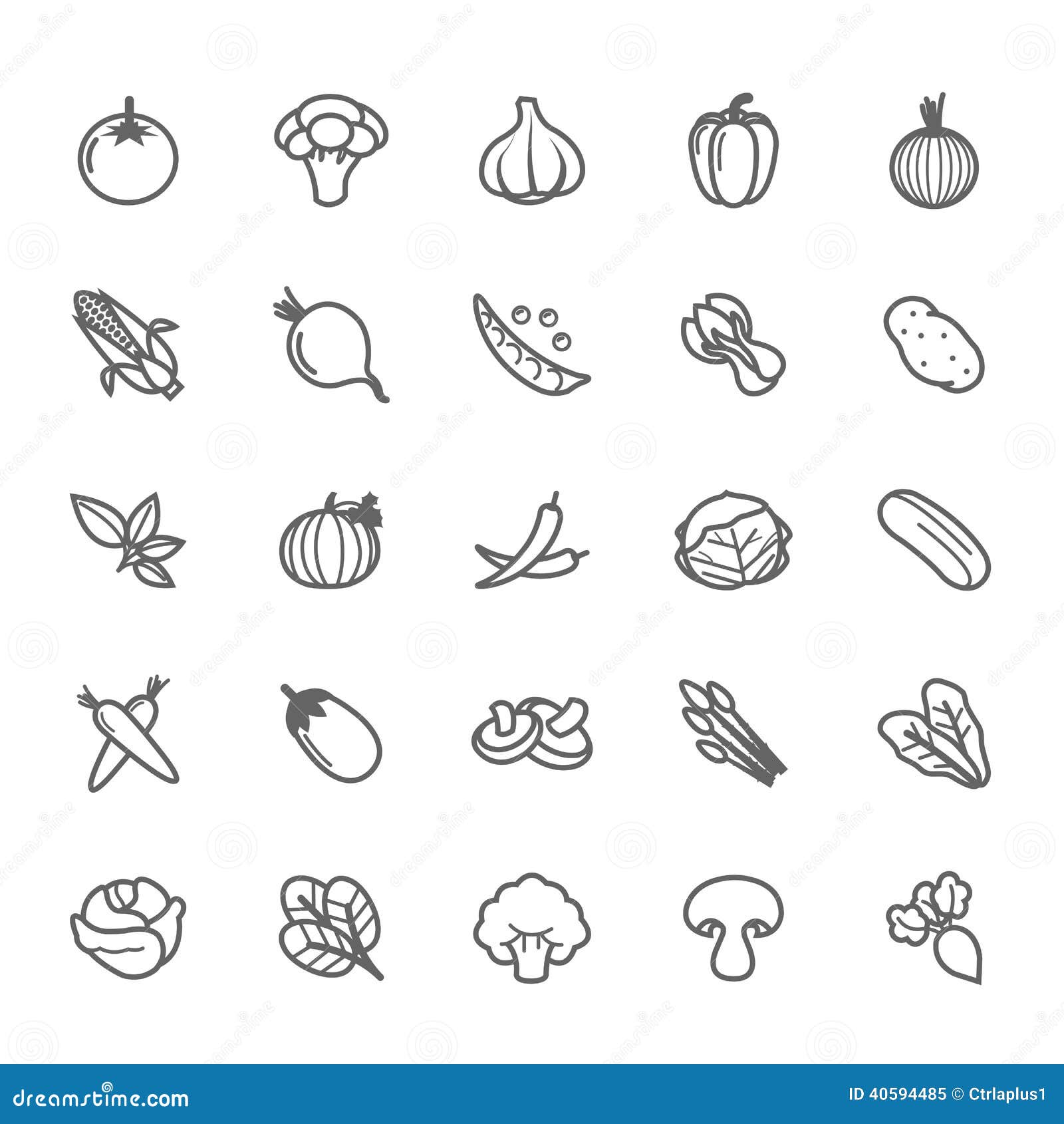 set of outline stroke vegetable icon