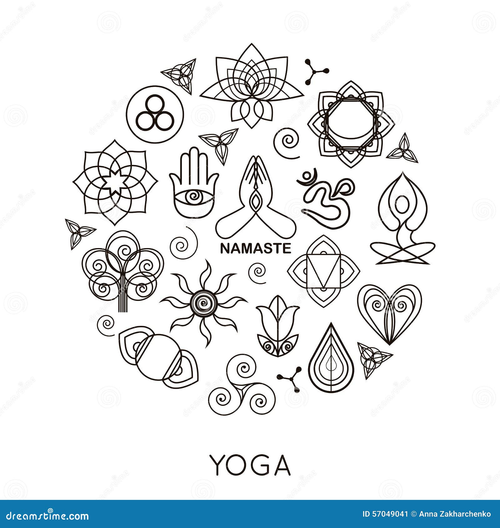 Set of Outline Yoga Monograms and Logos. Abstract Stock Vector ...