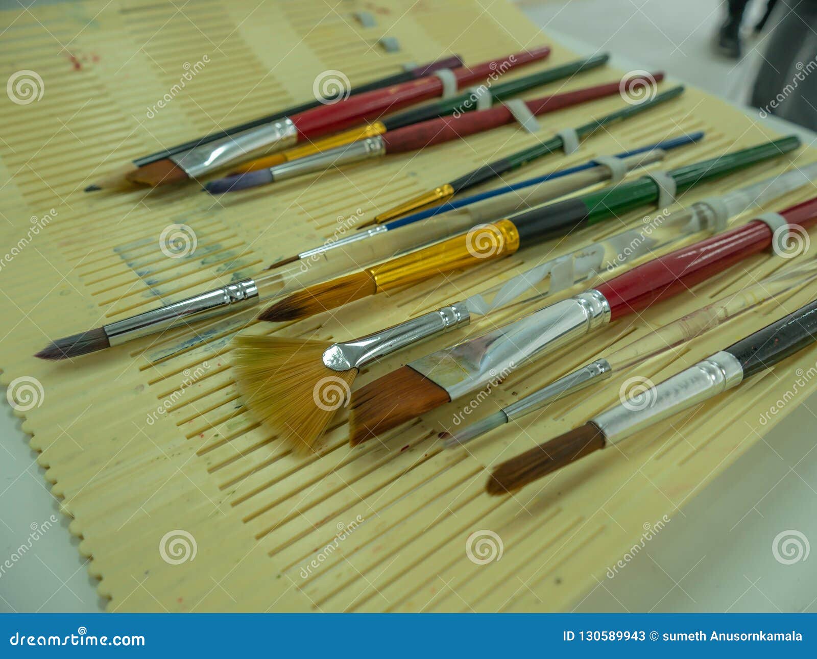 Set of Paint Brush and Pencil Stock Image Image of color, artist