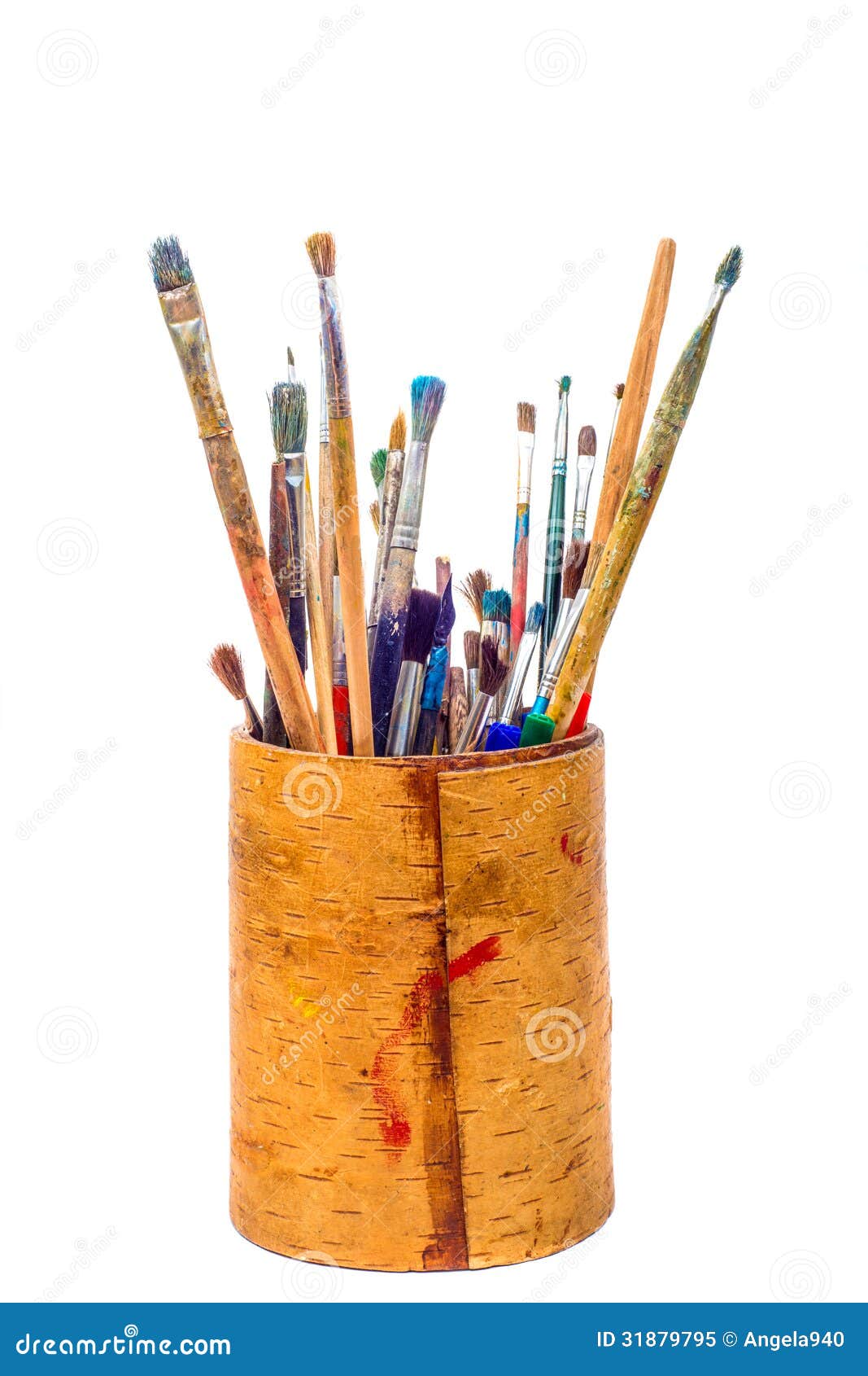 Set Of Paint  Brushes In Pencil  Holder Royalty Free Stock 