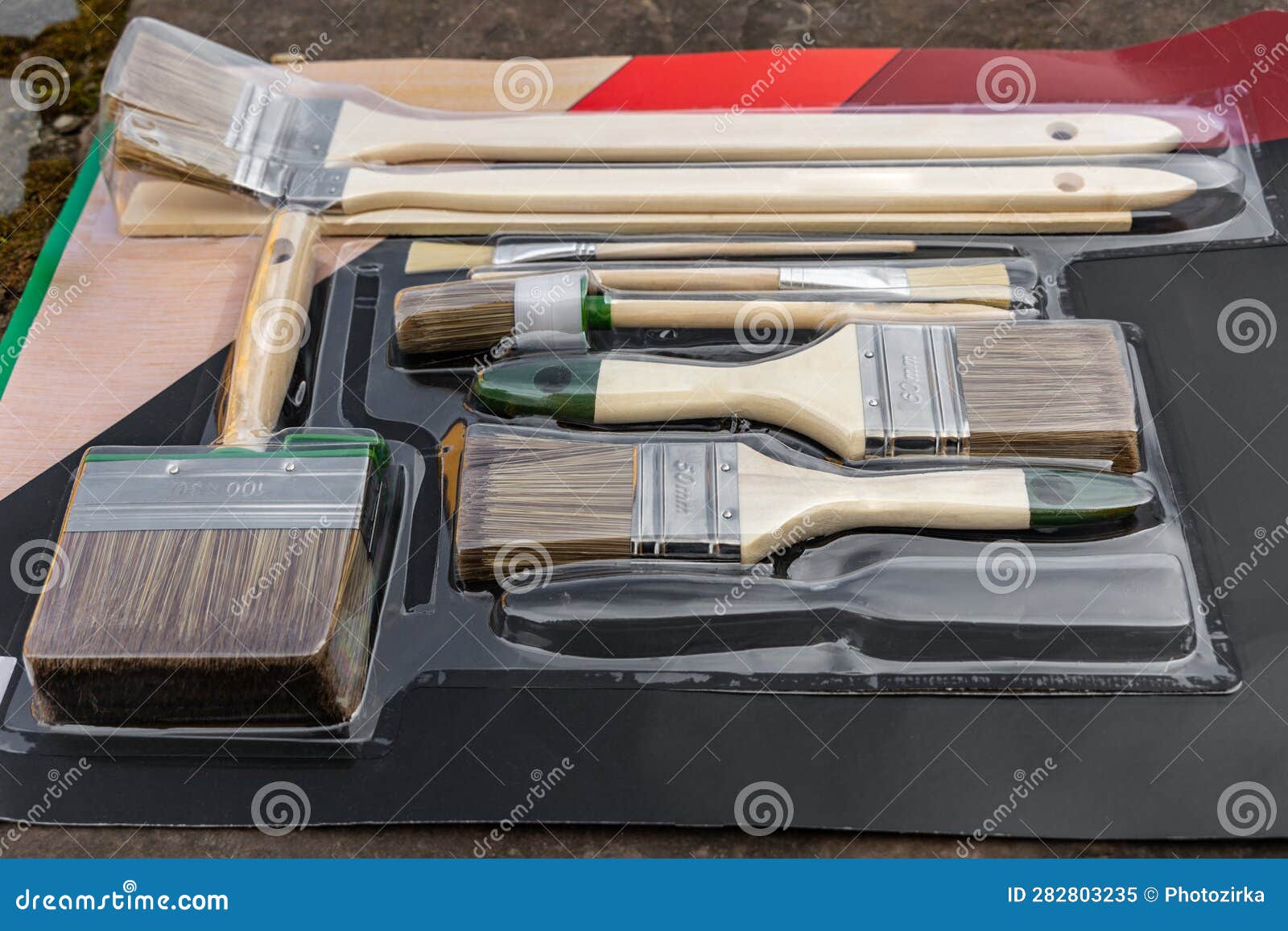 Set Paint Brushes in Plastic Packaging Stock Image Image of hobby