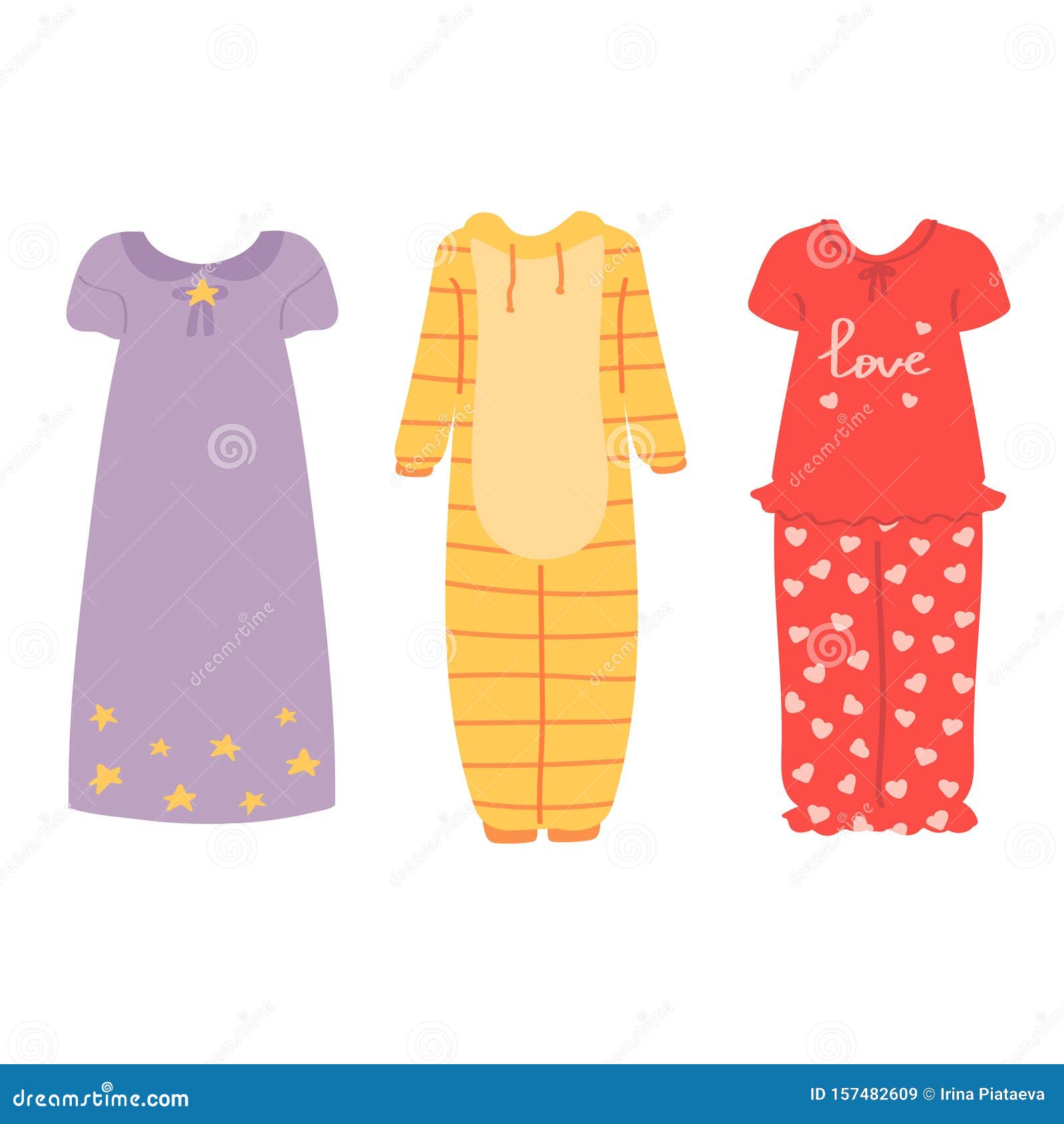 Set Of Pajamas Isolated On A White Background Vector Illustration In