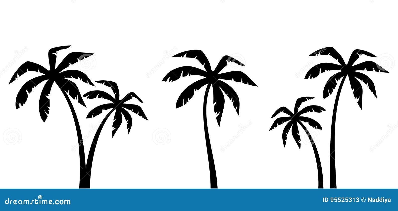 set of palm trees.  black silhouettes.