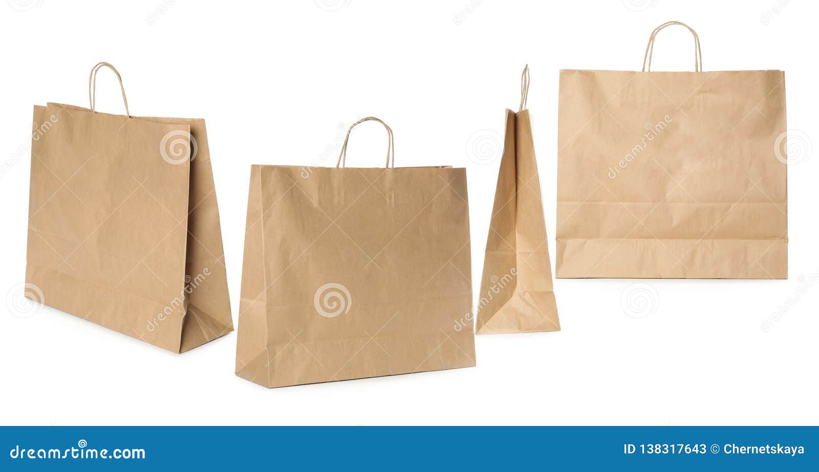 Set of Paper Bags for Shopping on White Background. Stock Image - Image ...