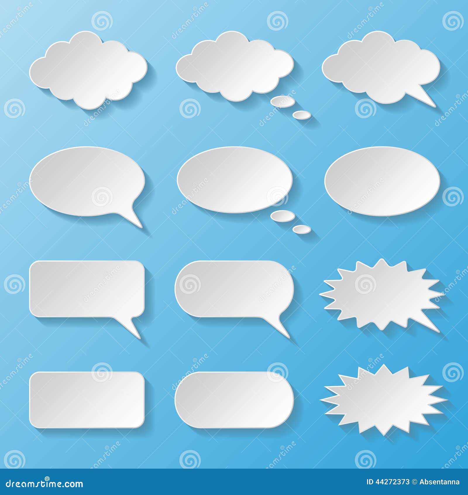 Set of Paper Speech Bubbles Stock Vector Illustration of communicate