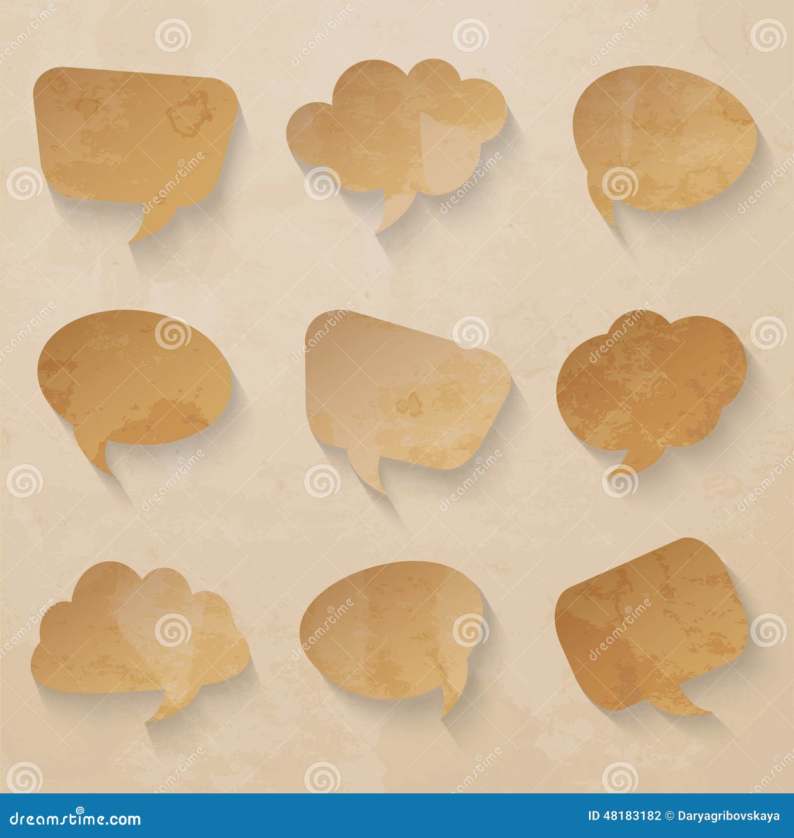 Set of Paper Speech Bubbles Stock Vector Illustration of grunge