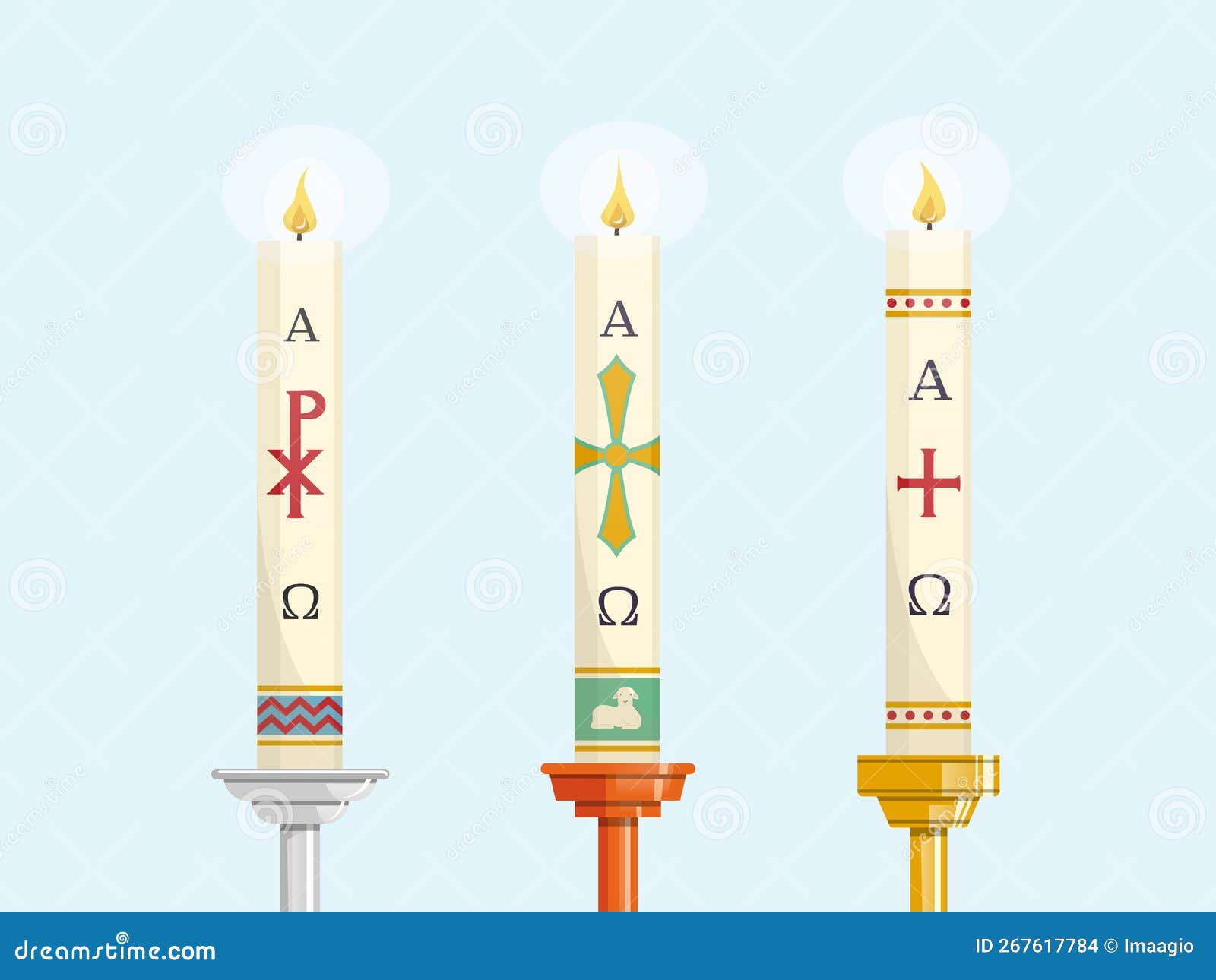 Set of Paschal Candles for Easter Vigil of Holy Week Stock Vector