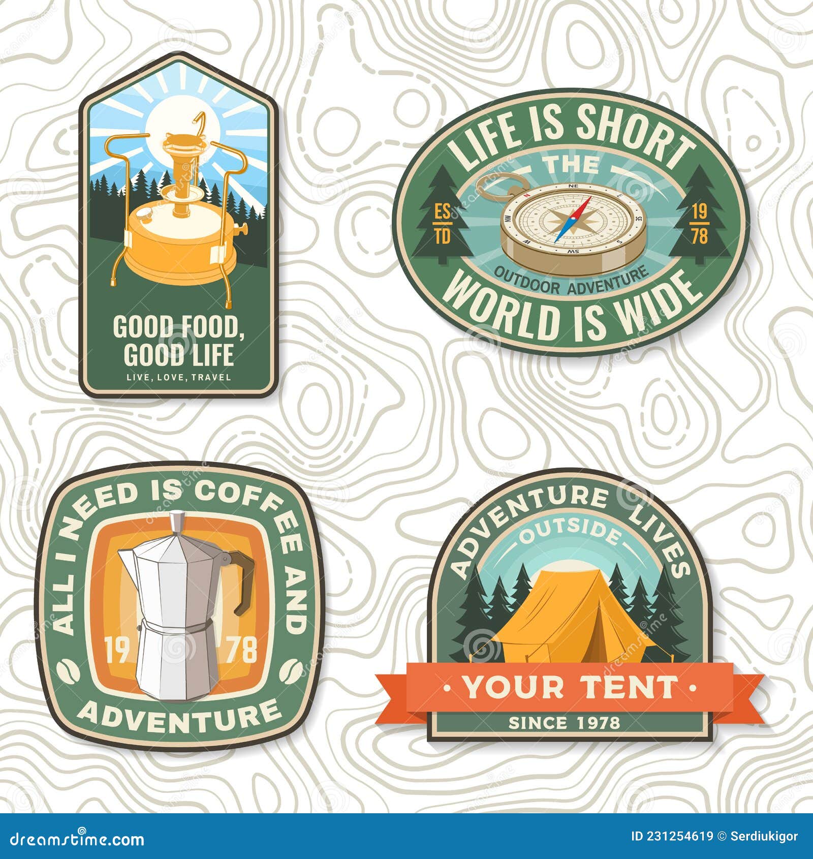 Travel stickers and badge set vector