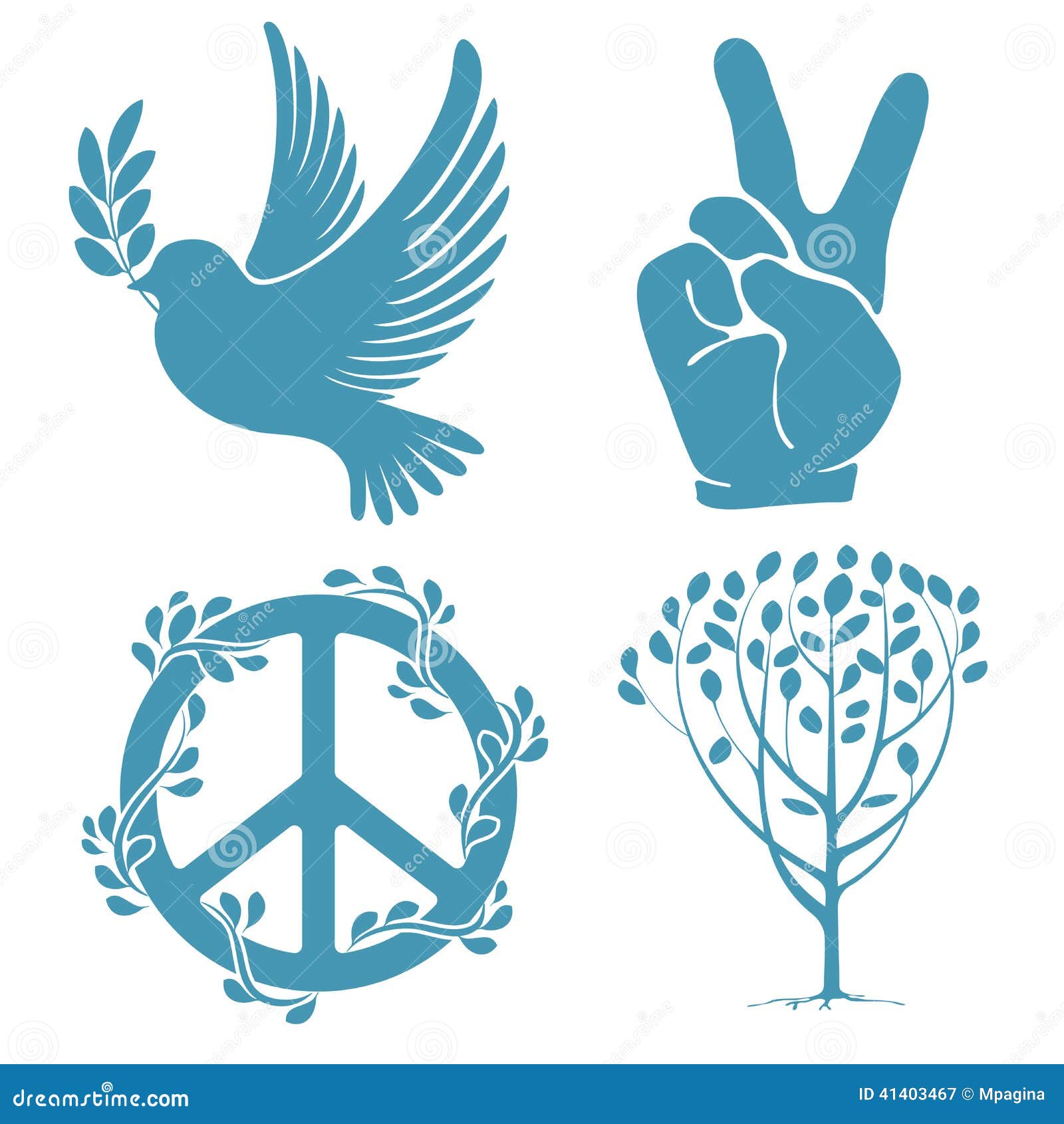Set of peace symbols stock vector. Illustration of plant 41403467