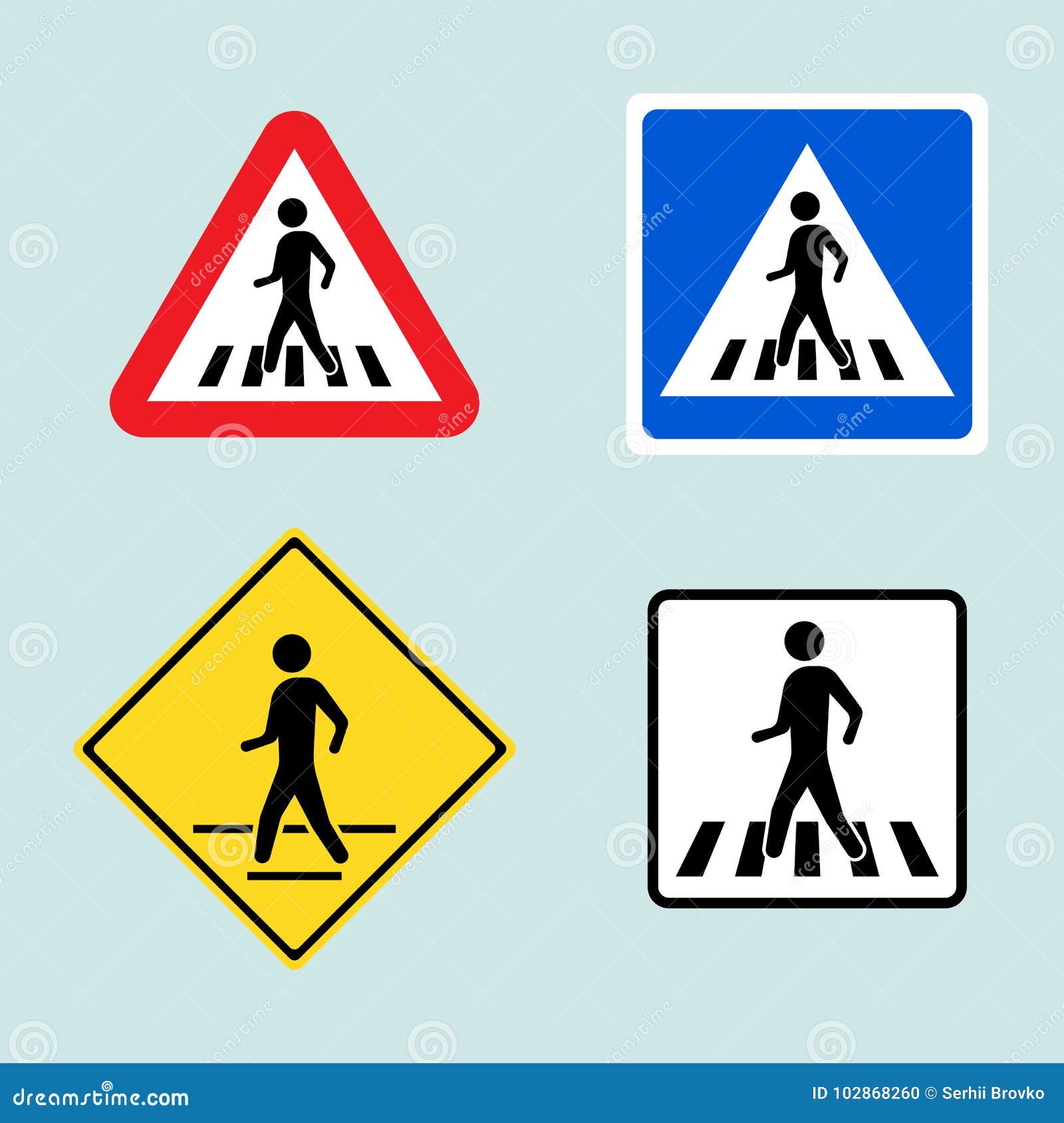set of pedestrian crossing sign  on background.  .