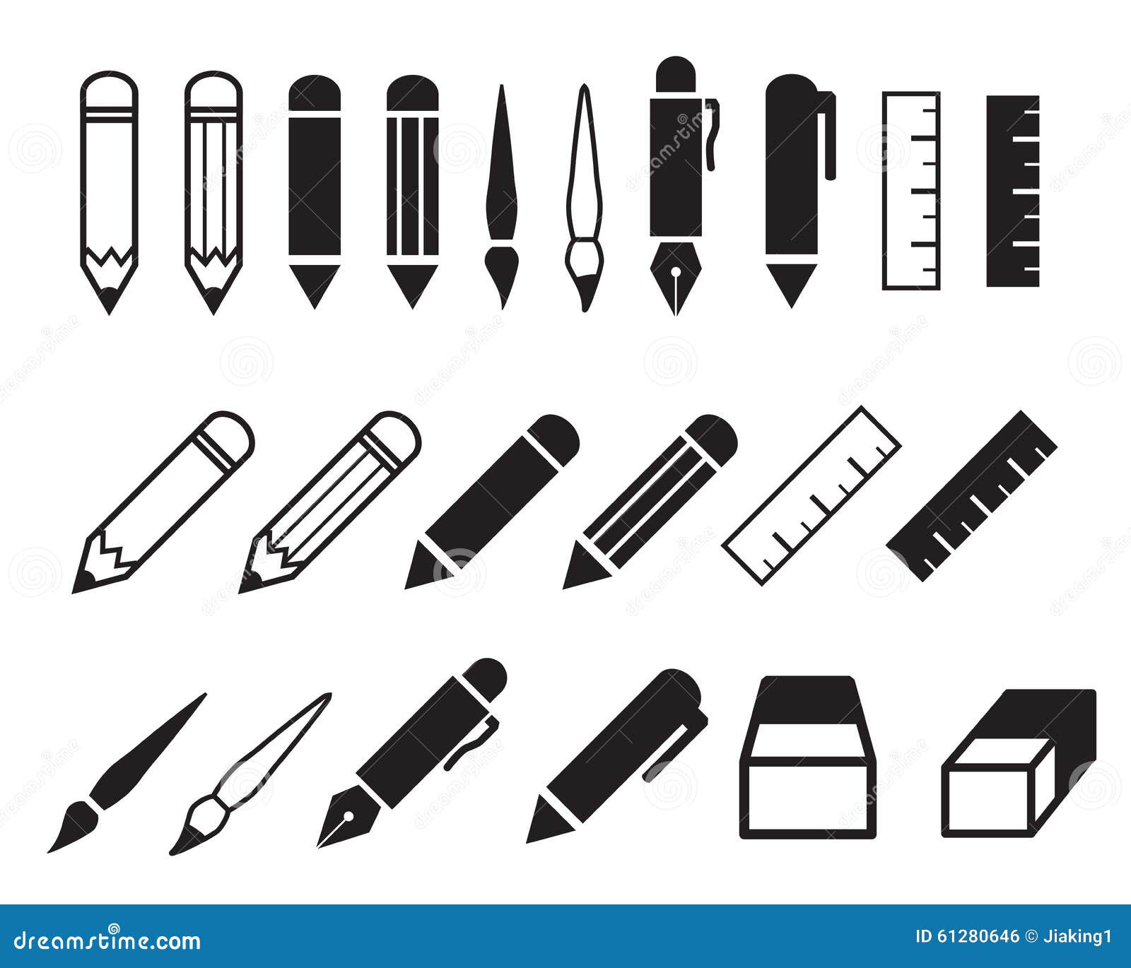 set of pencil and pen icons