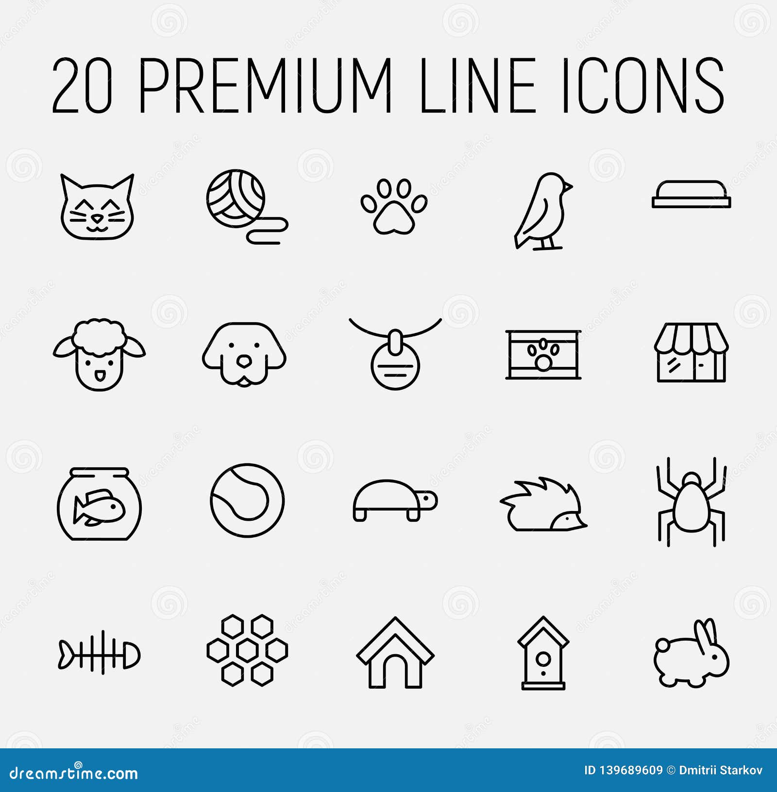 Set of Pet Icons in Modern Thin Line Style Stock Vector - Illustration ...