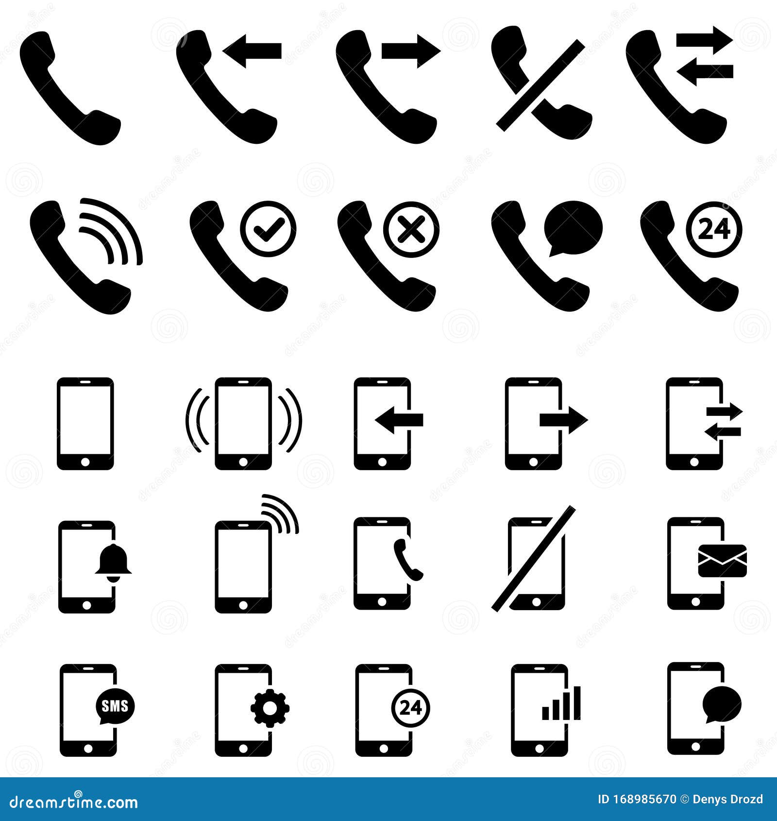 Set of Phone or Smartphone Icons, Call Illustration Symbol, Telephone ...