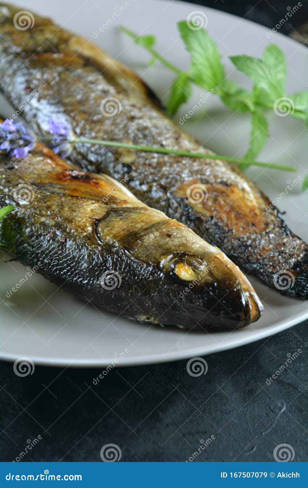 Oven Baked Mediterranean Sea Bass - a Healthy Protein Meal Stock Image ...