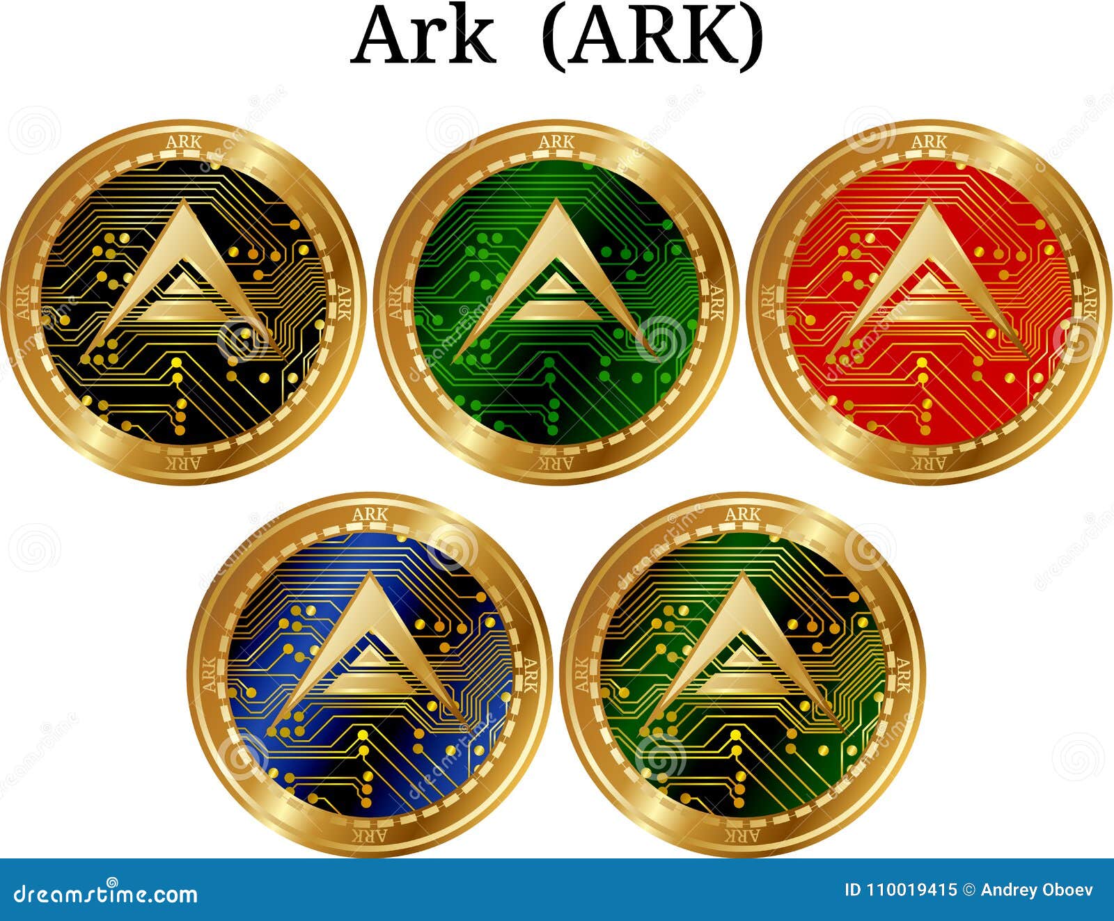 Set Of Physical Golden Coin Ark ARK, Digital Cryptocurrency. Ark ARK Icon Set. Stock Vector ...