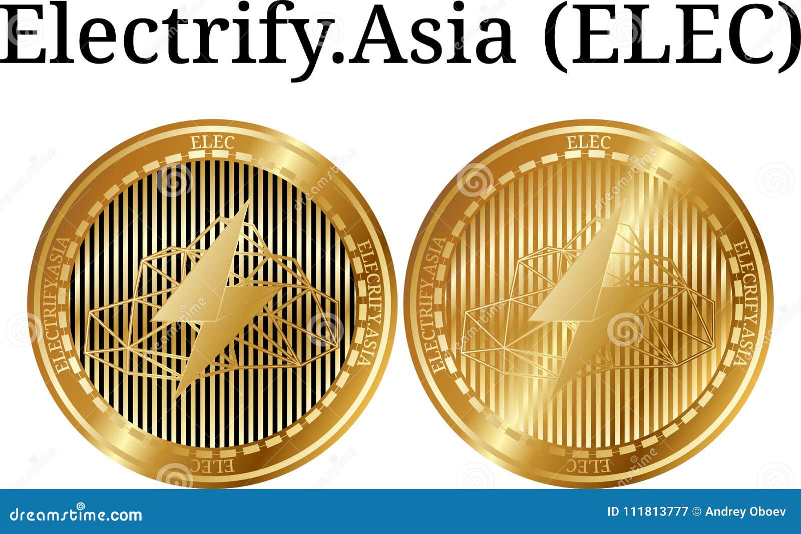 Set Of Physical Golden Coin Electrify.Asia ELEC Stock ...