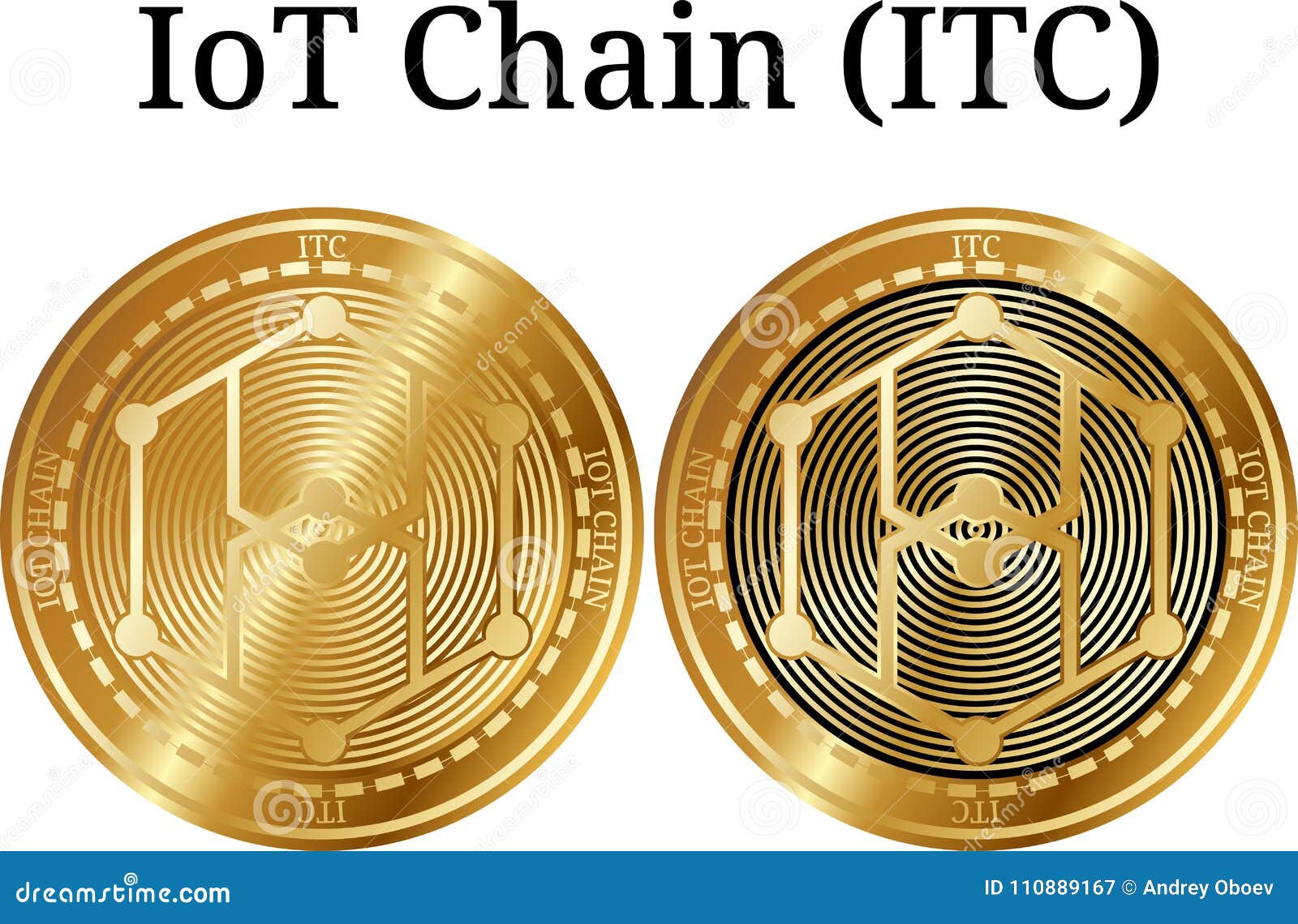 Set of Physical Golden Coin IoT Chain (ITC) Stock Illustration -  Illustration of physicalbitcoin, coin: 110889167