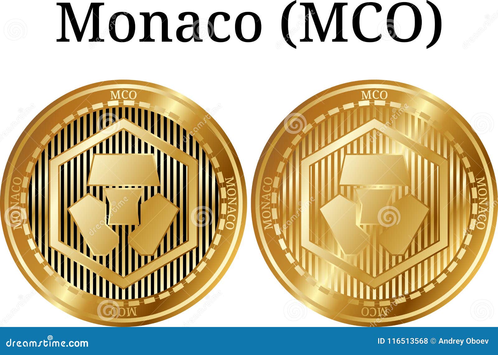 Set Of Physical Golden Coin Monaco MCO Stock Vector ...