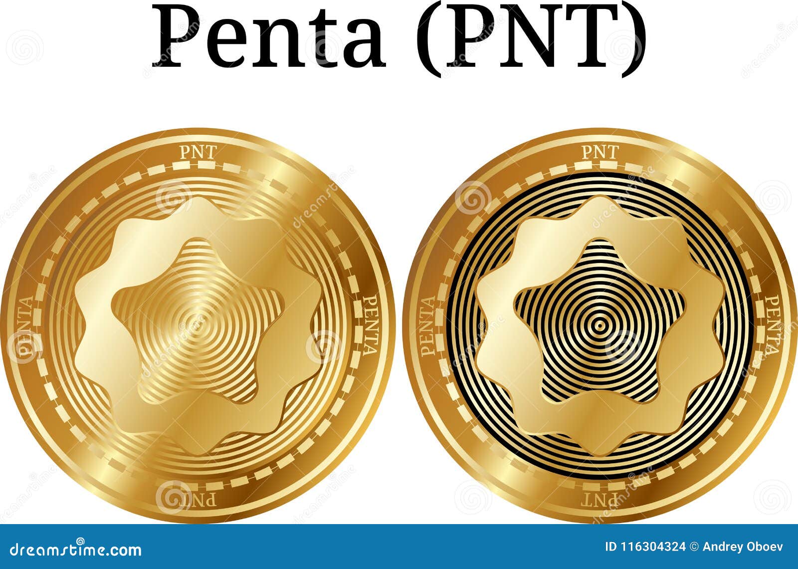 Set Of Physical Golden Coin Penta PNT Stock Vector ...