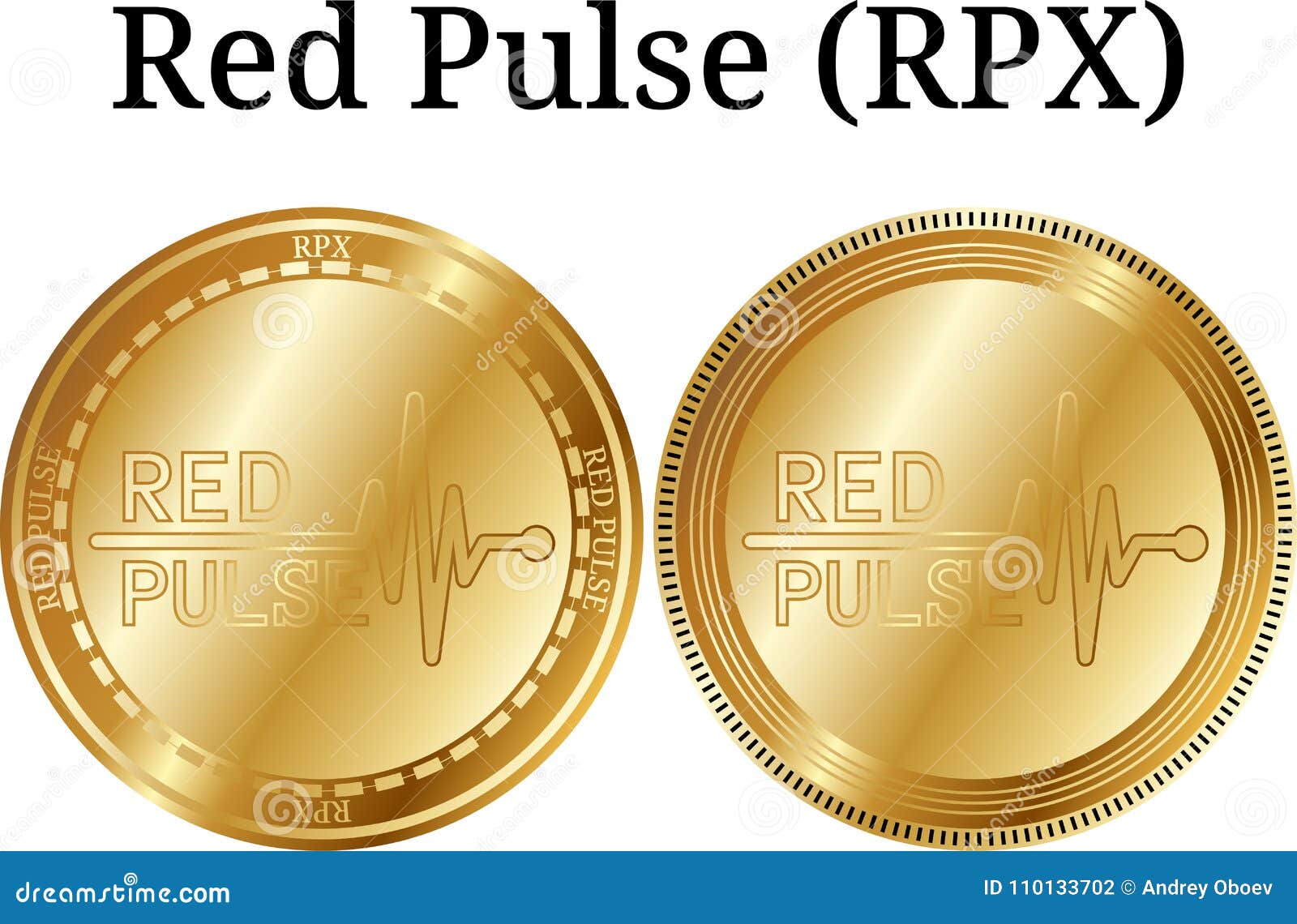 Set of Physical Golden Coin Red Pulse RPX Stock Vector Illustration of investment, fintech: 110133702