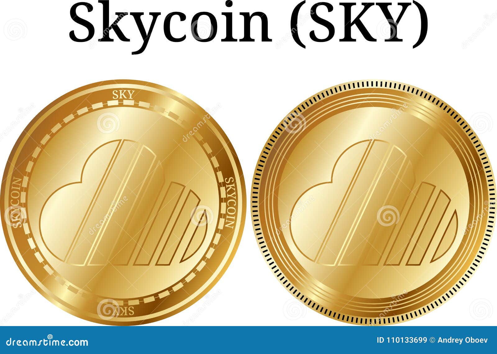 Set Of Physical Golden Coin Skycoin SKY Stock Vector ...