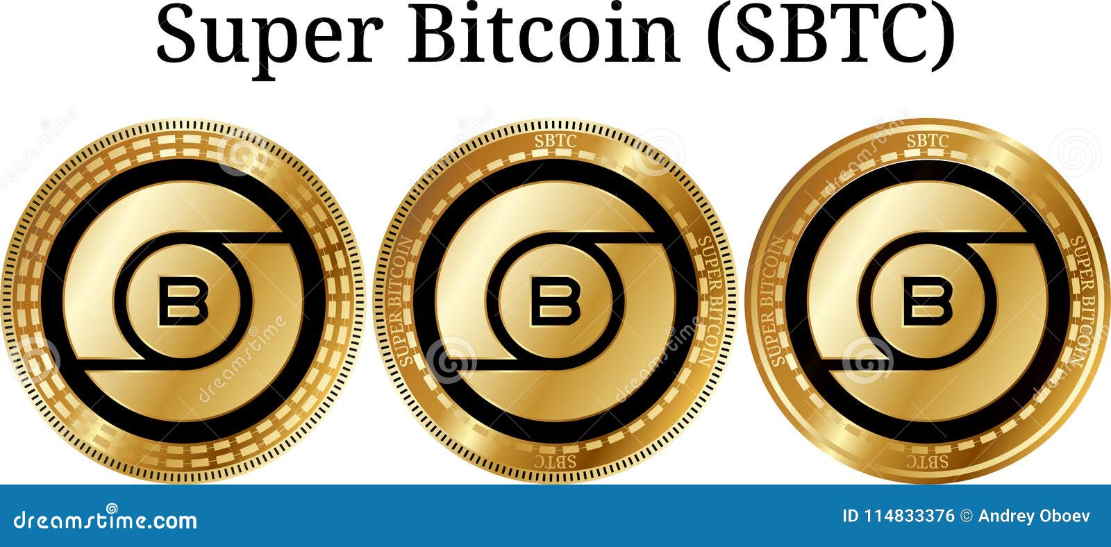 Set Of Physical Golden Coin Super Bitcoin Sbtc Stock Vector - 