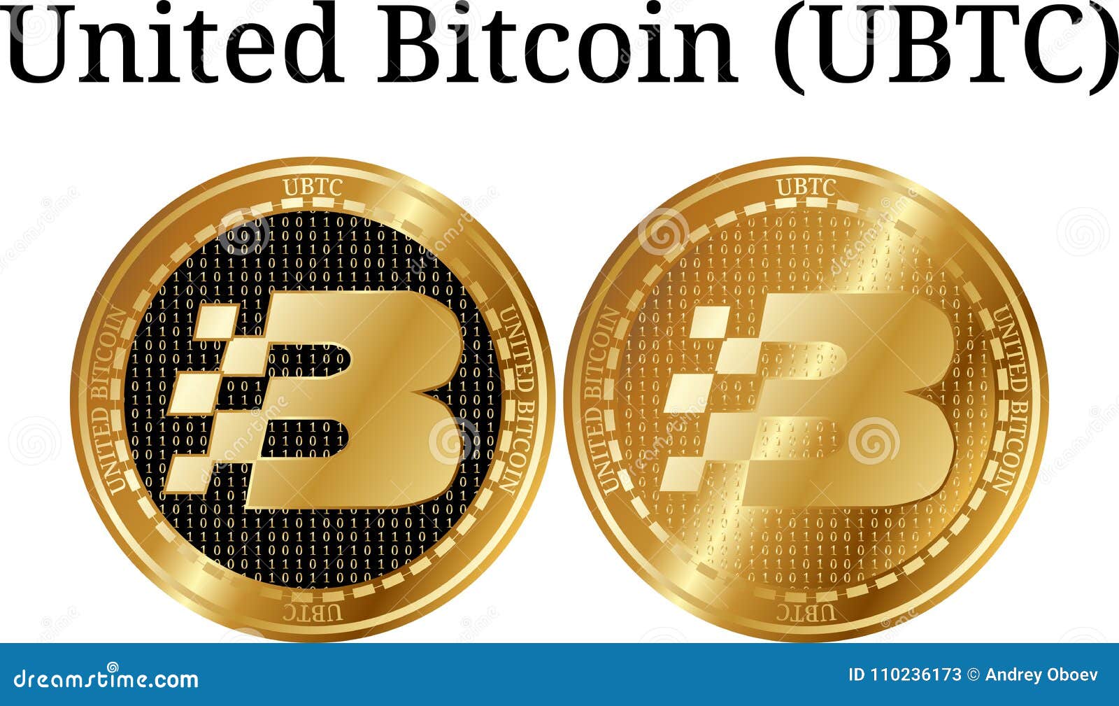 Set Of Physical Golden Coin United Bitcoin Ubtc Stock Vector - 