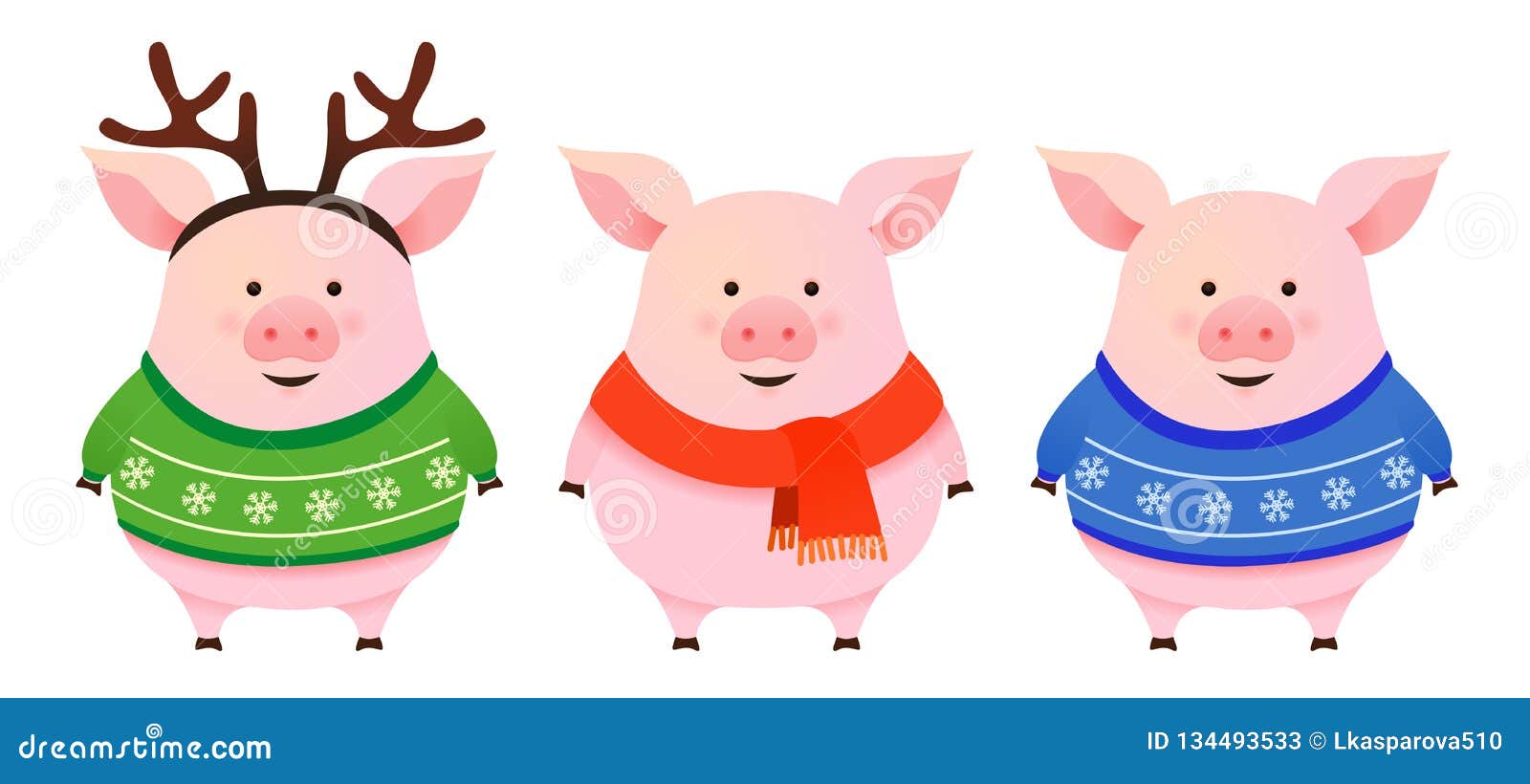 Download Set Of Pigs, Christmas Vector Stock Vector - Illustration ...