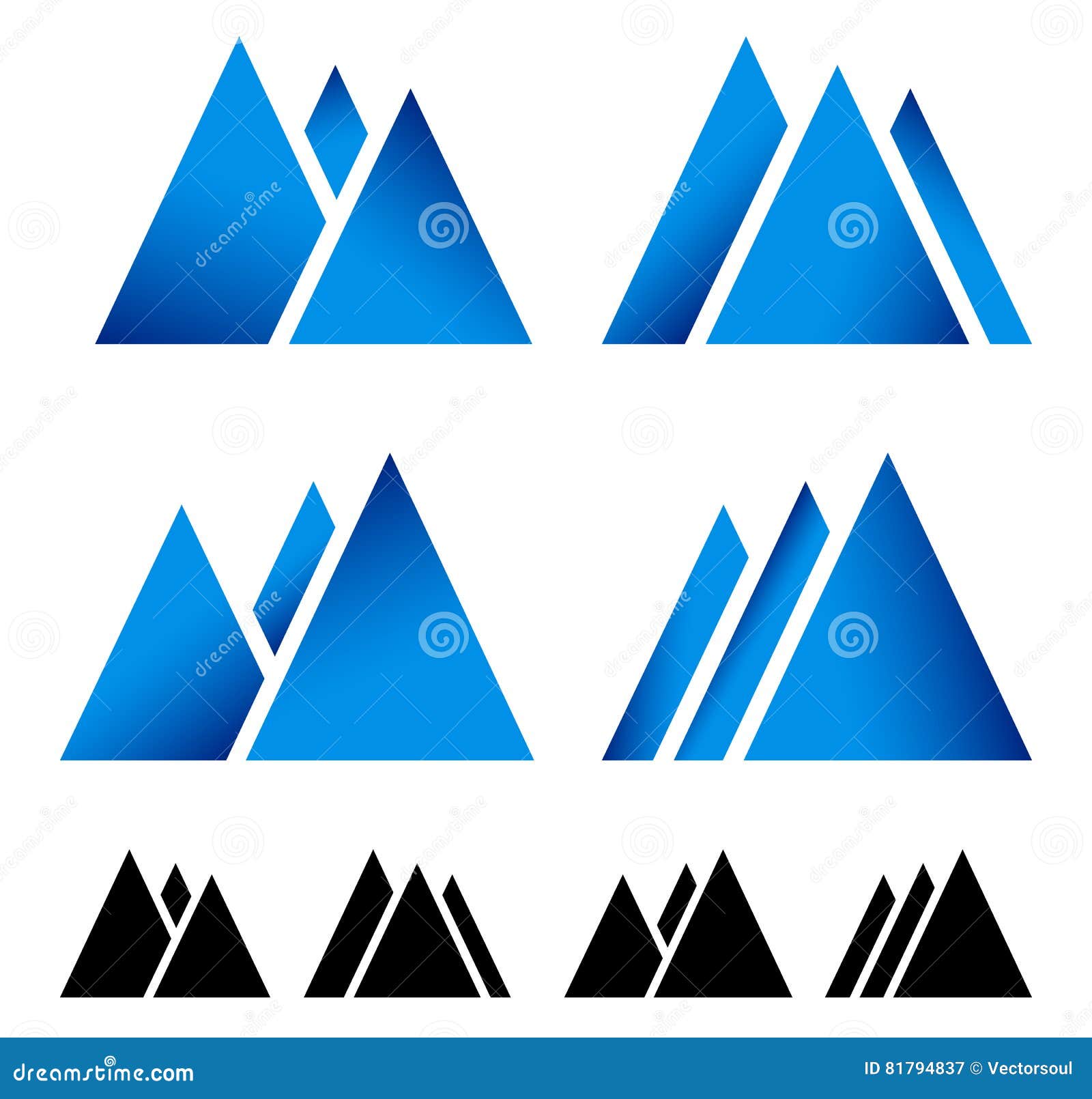 Set of Pike, Mountain Peek Symbols for Alpine, Wintersport Theme Stock ...