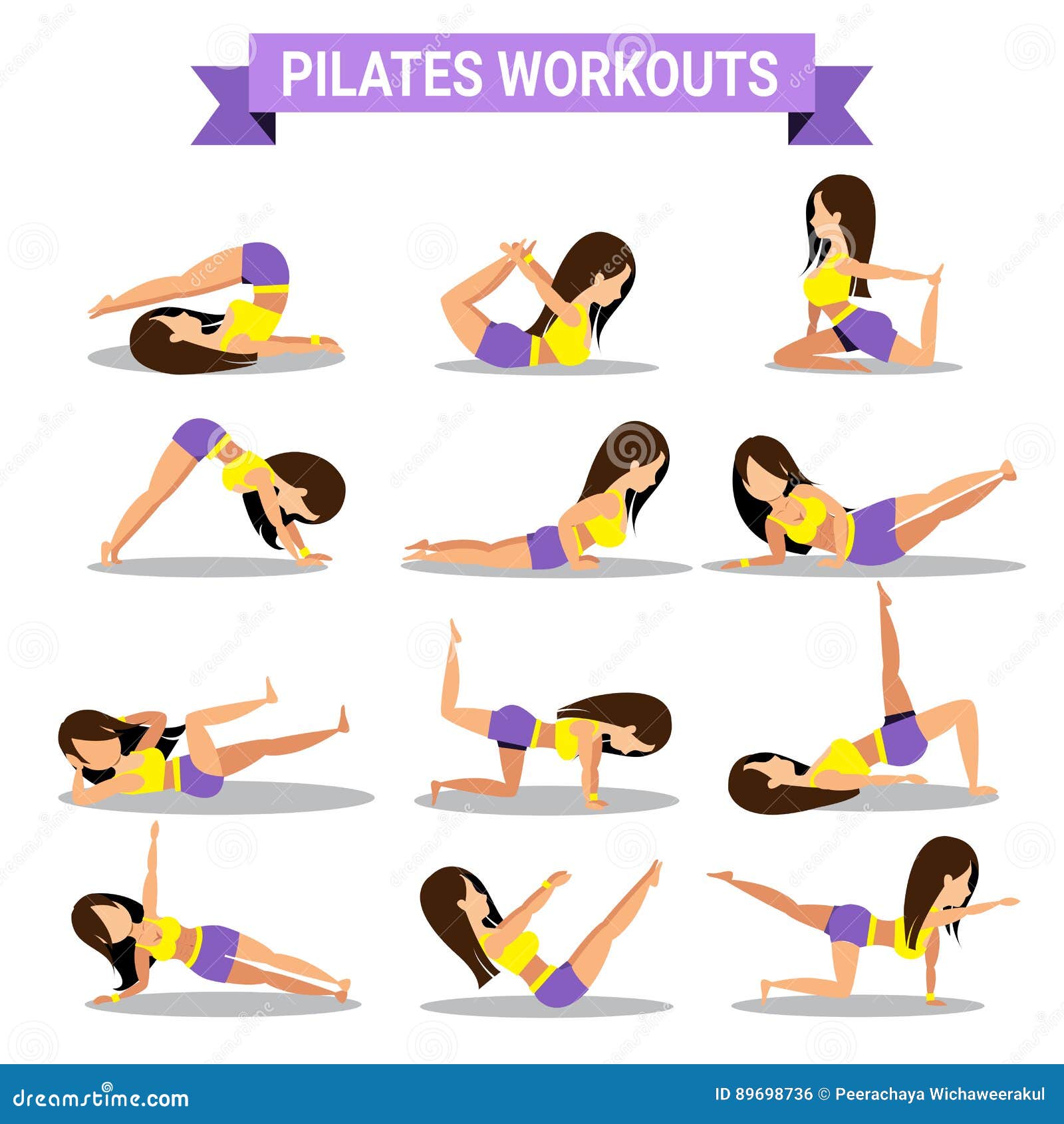 Set of Pilates Workouts Design Stock Vector - Illustration of