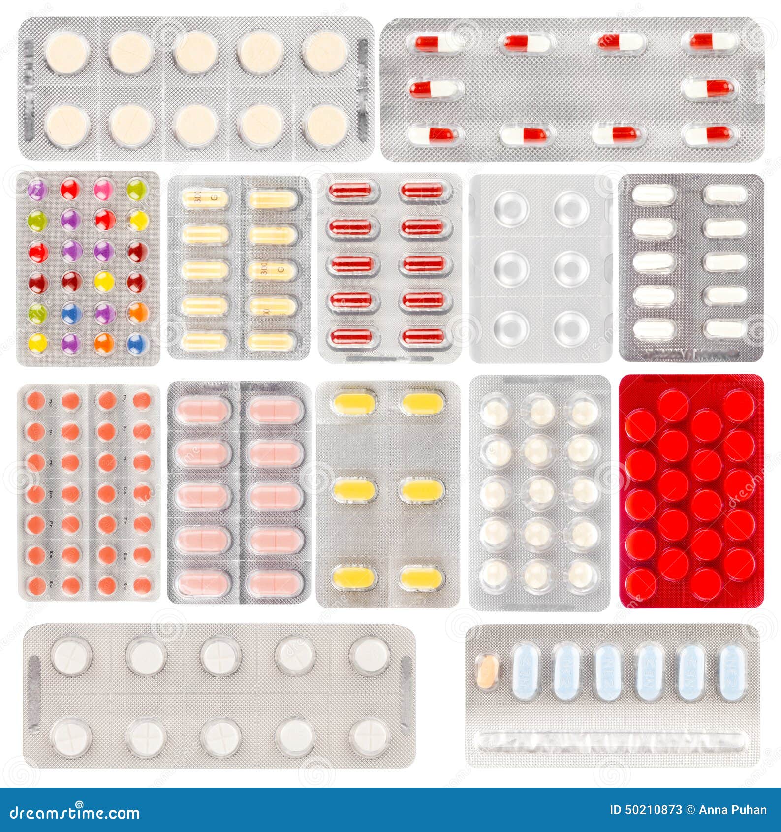 Set Of Pills In A Plastic Blister Package Stock Image Image of gray