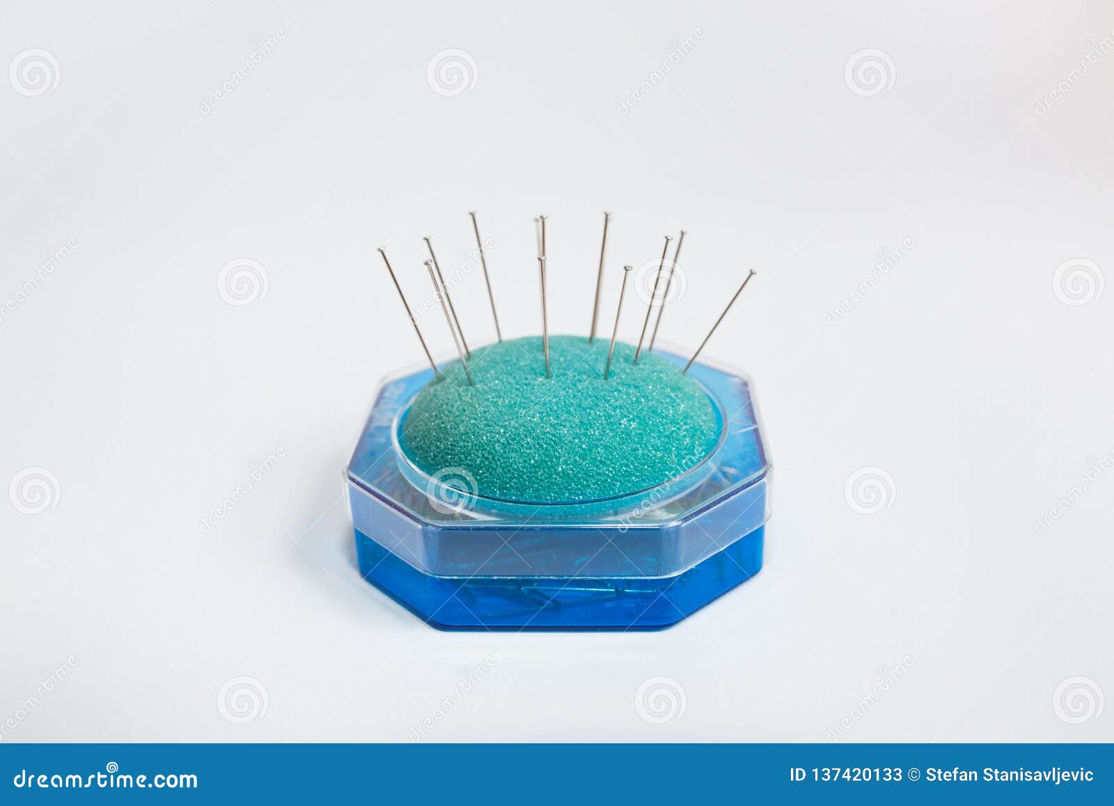 Pin Cushion In Box With Sewing Pins Stock Image Image Of Needle Copy