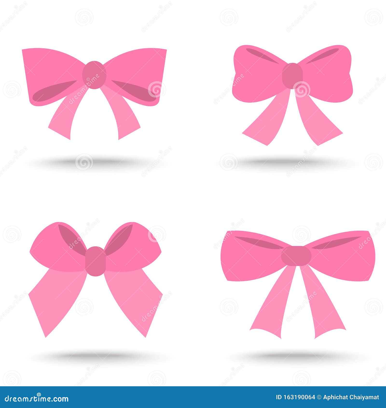 Adorable pink double ribbon bow design element Vector Image