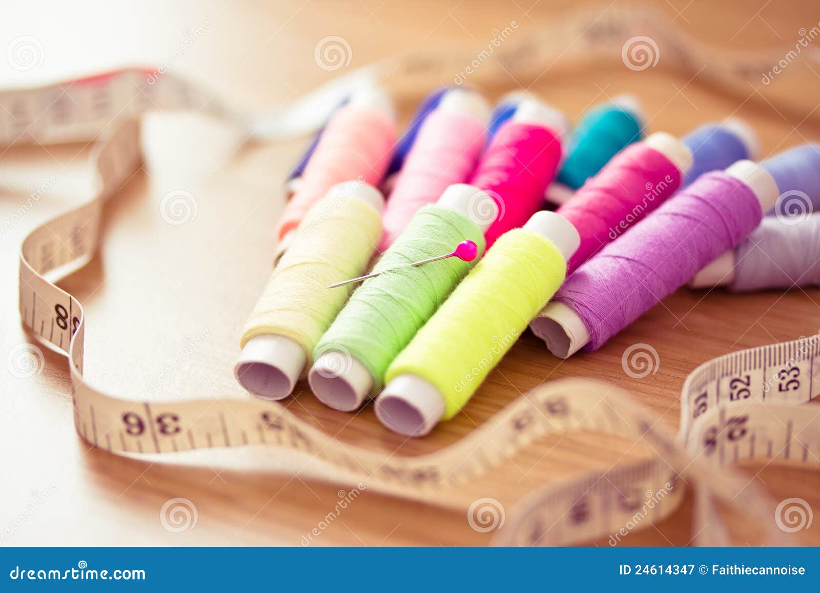 Set of Pink Colorful Sewing Threads Stock Image Image of grey