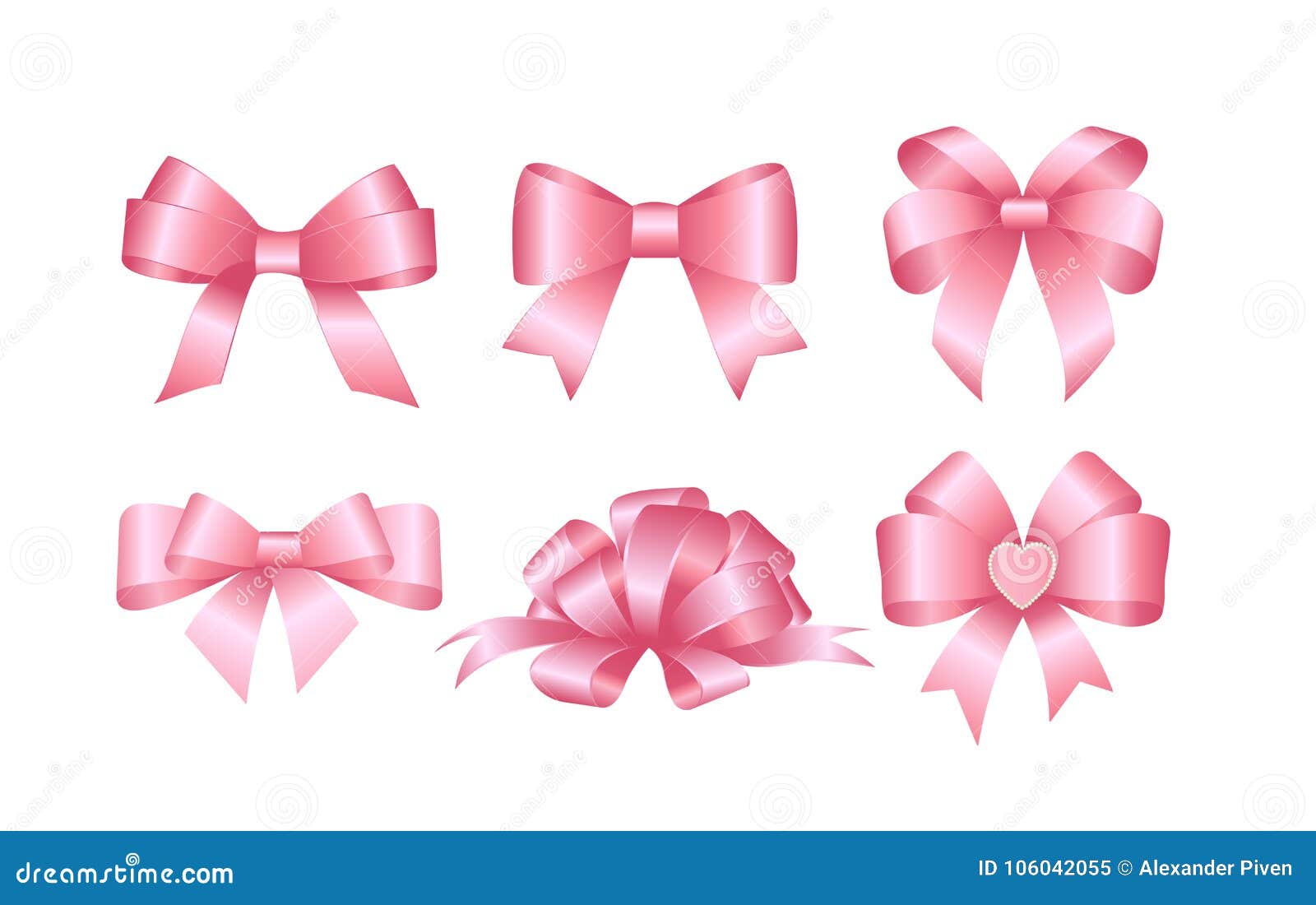 Set of Pink Gift Bows. Concept for Invitation, Banners, Gift Cards ...