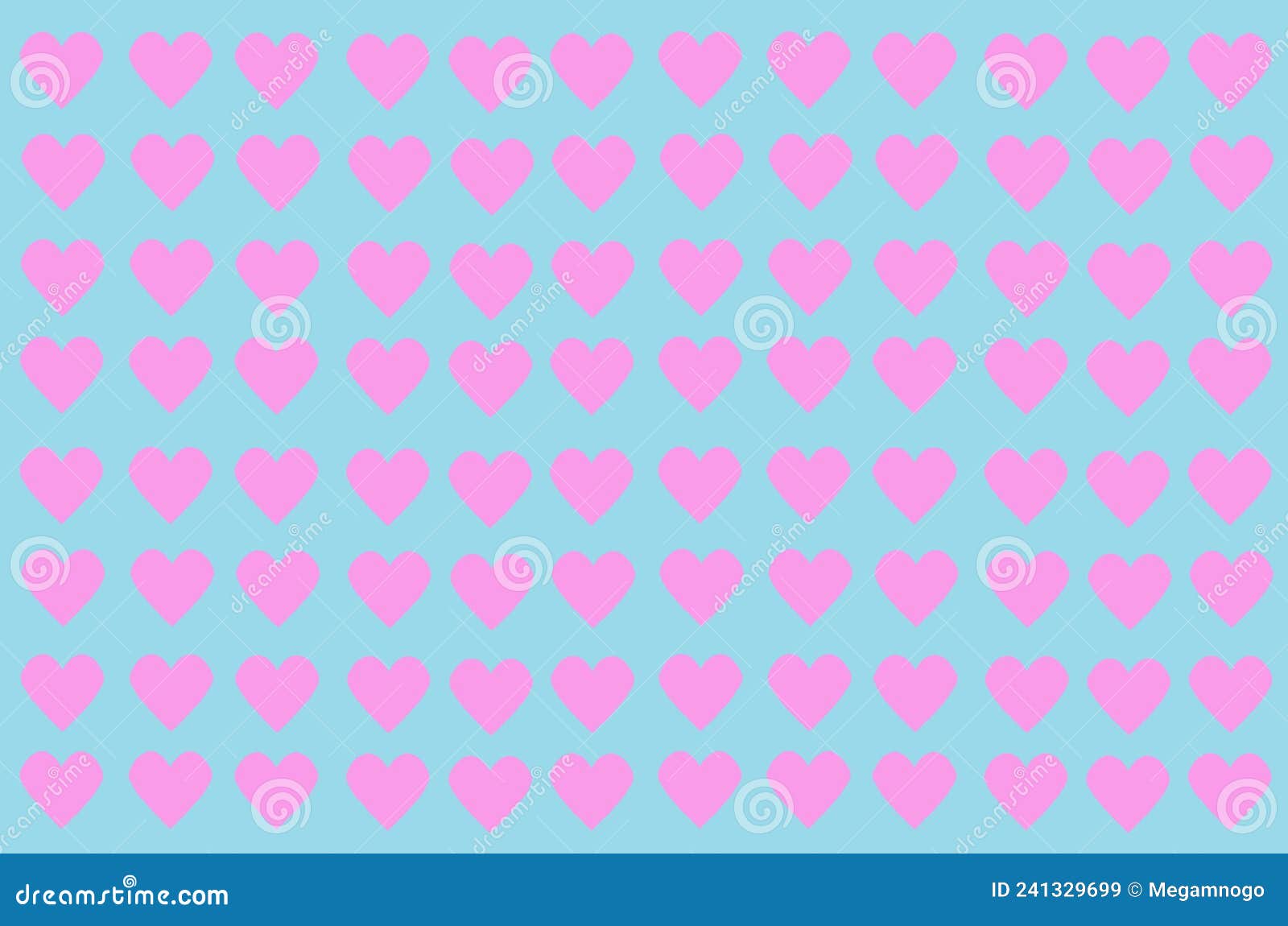 Set of Pink Hearts on Blue Background Stock Illustration Illustration