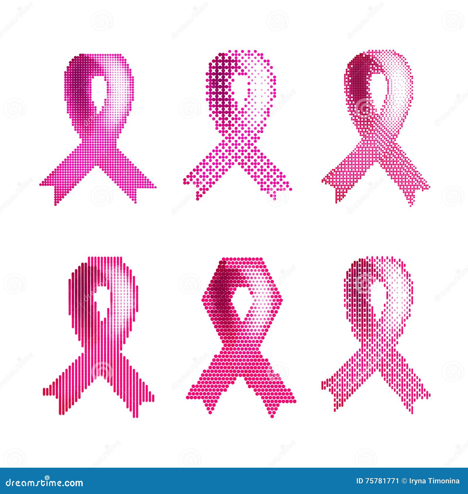 A Set of Pink Ribbons Against Breast Cancer. Pink Ribbon Breast