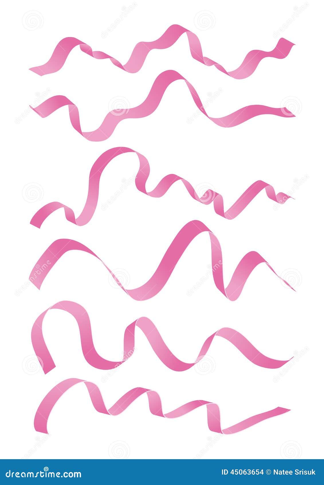 Set of pink ribbons design stock illustration. Illustration of ornament