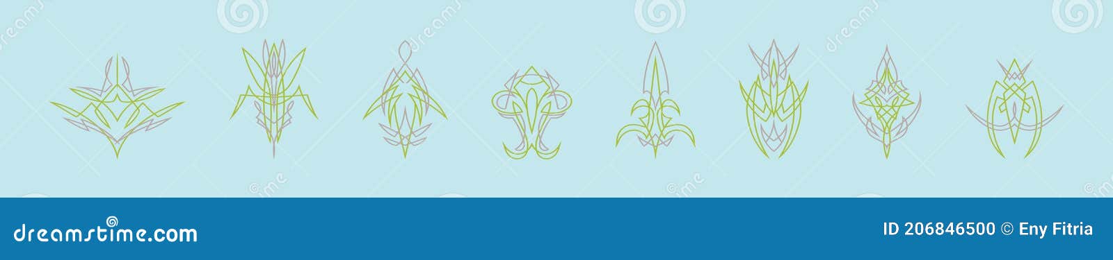 set of pinstripes cartoon icon  template with various models.    on blue background