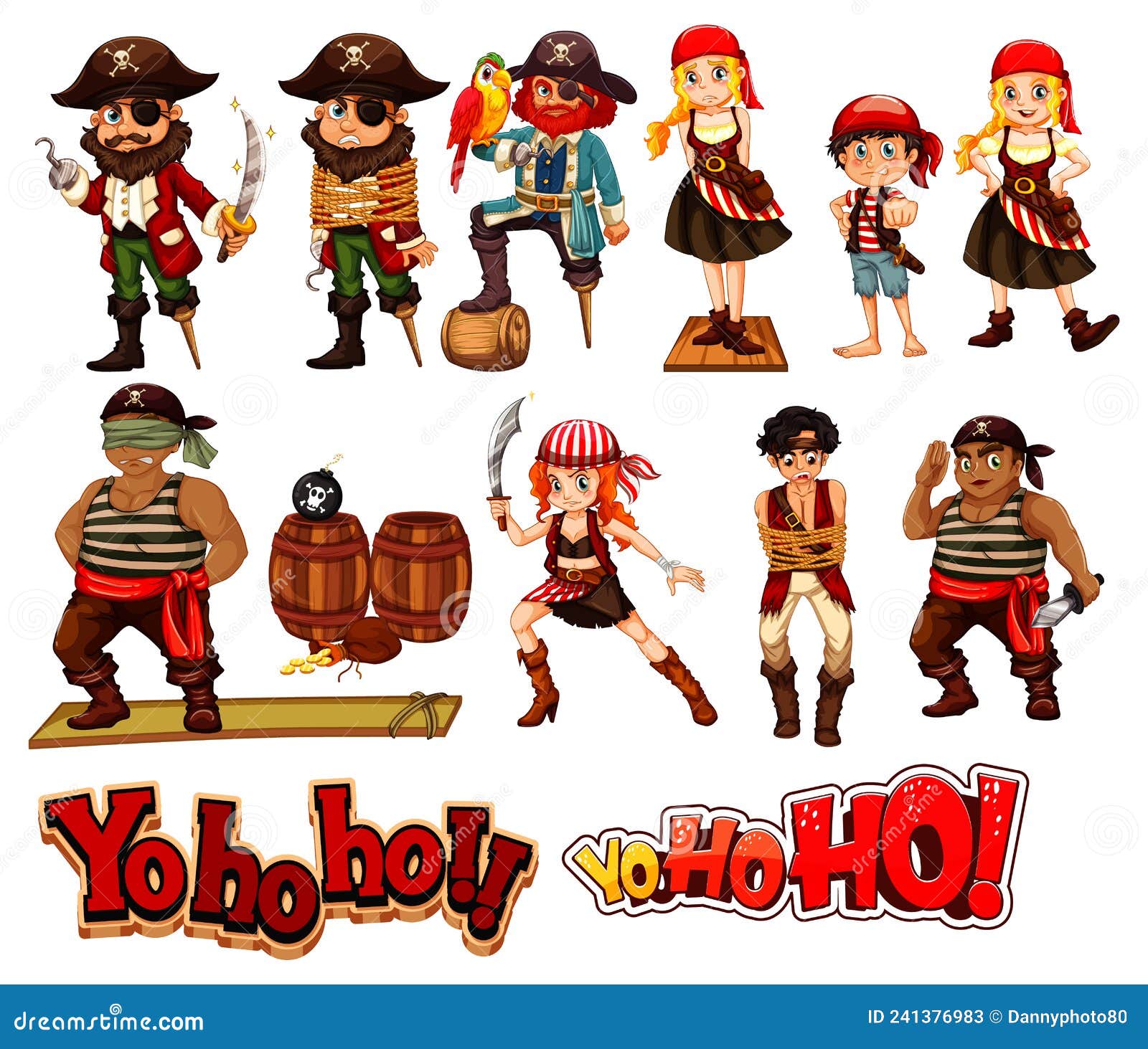 Set of Pirate Cartoon Characters Stock Vector - Illustration of eps10 ...