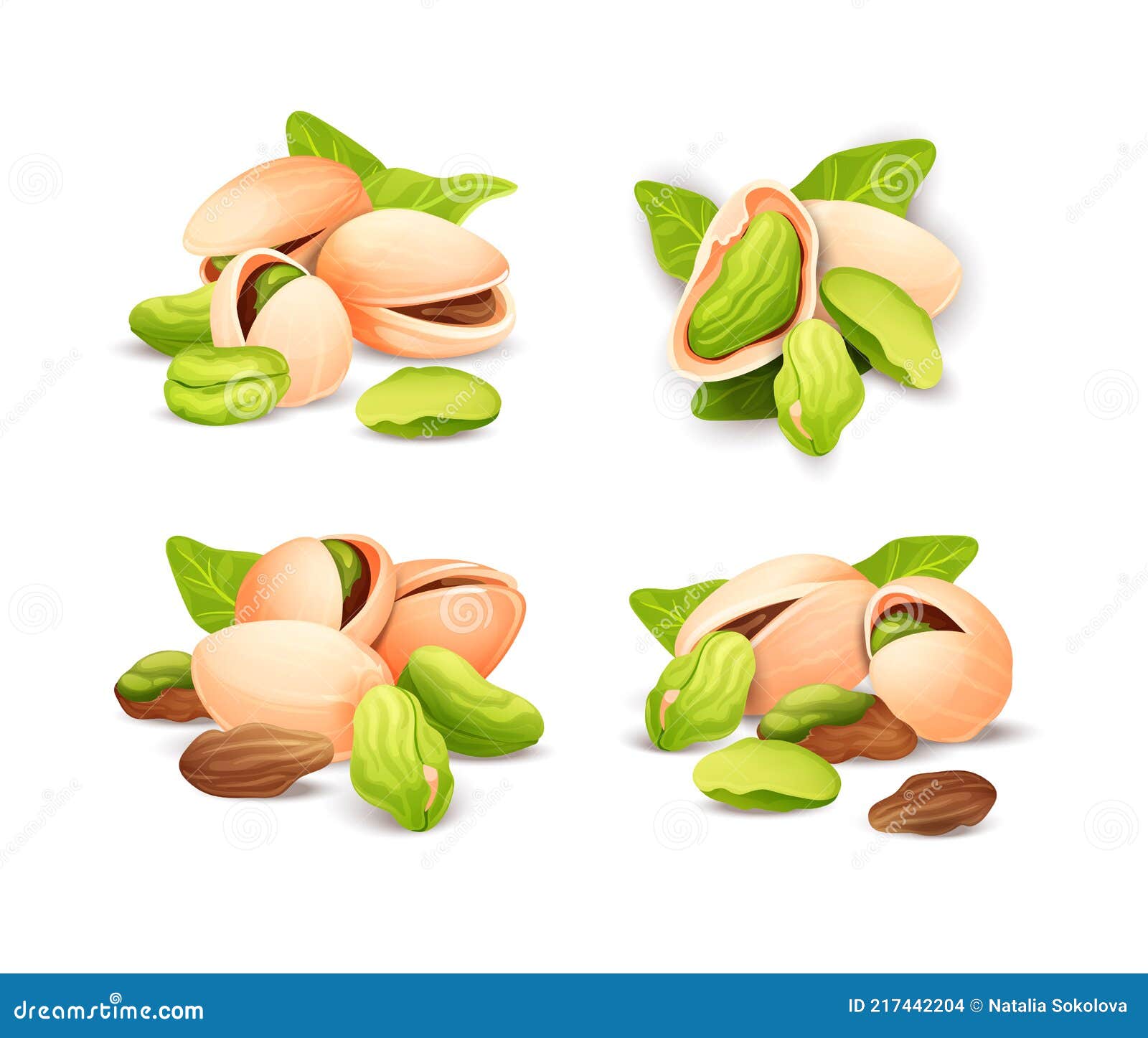 Pistachios. Label And Seamless Background For Design Vector