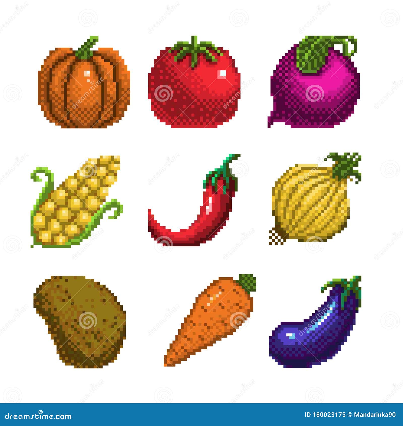 Pixel Art Vegetables Icon 32x32 Pixels Stock Vector Illustration Of Logo Item