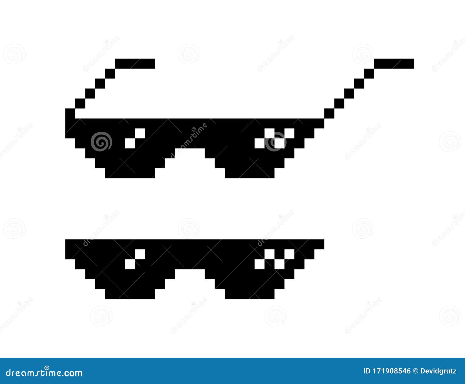 Set of Pixel Glasses in Art Style 8-bit. Thug Life. Internet Meme Stock ...